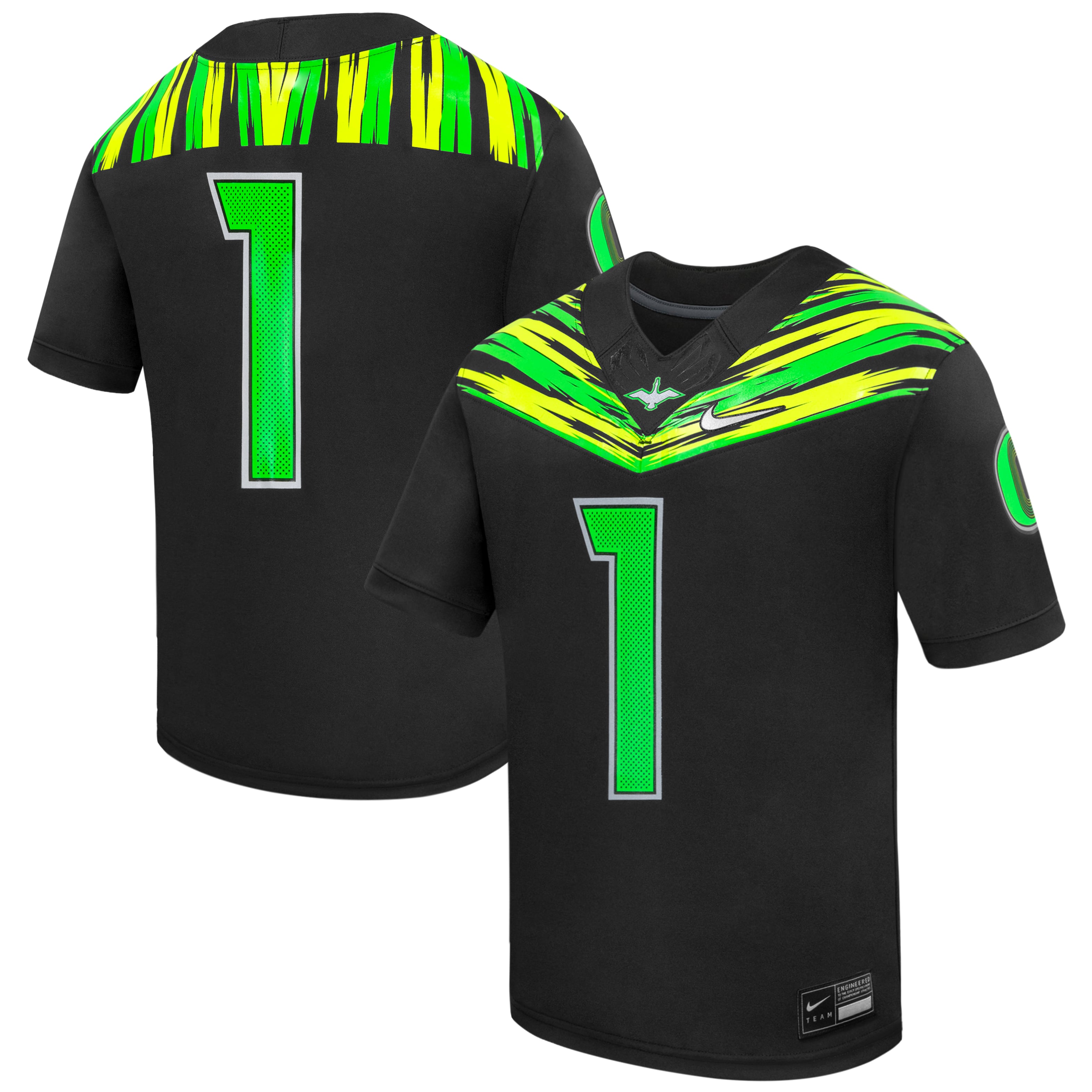Maillot de football réplique Nike #1 Noir Oregon Ducks Origin of Speed ​​pour jeunes