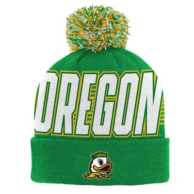 Oregon Ducks Outerstuff Youth Cuffed Knit Hat with Pom - Green