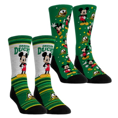 Oregon Ducks Rock Em Youth Mickey Mouse Two-Pack Crew Socks Set - Green