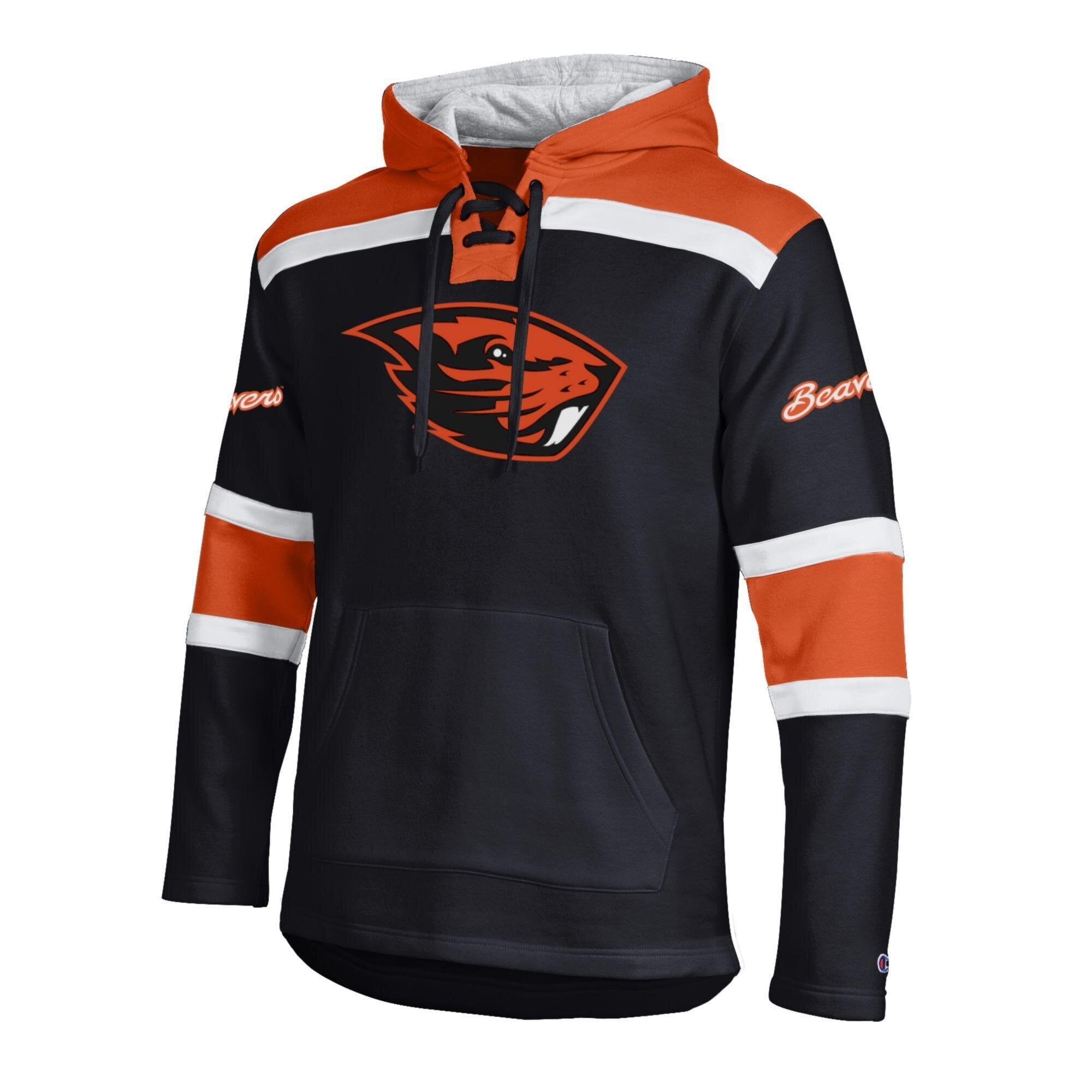Men's Champion  Black Oregon State Beavers Lacer Fleece Hoodie