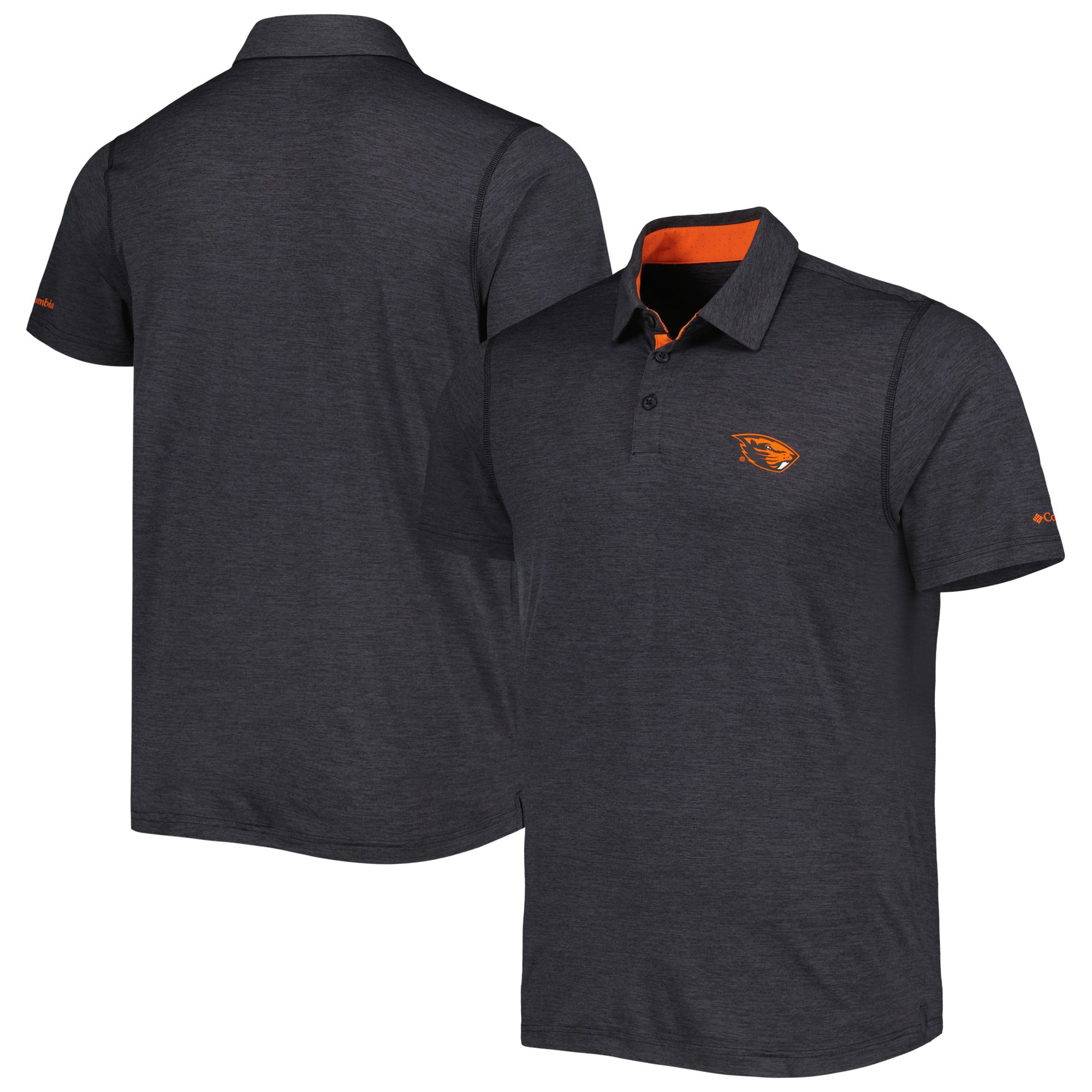 Men's Columbia Black Oregon State Beavers Trail Omni-Shade Polo
