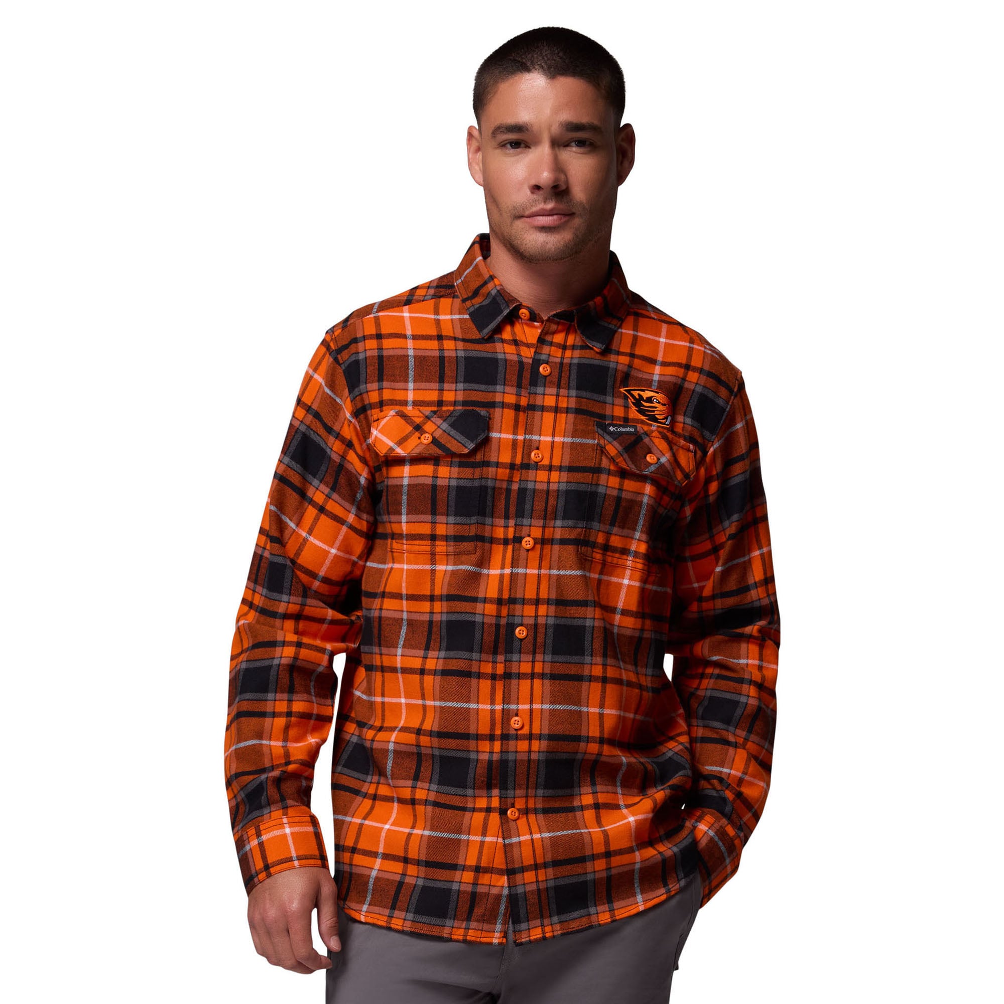 Chemise boutonnée à manches longues en flanelle Omni-Wick orange Oregon State Beavers pour homme