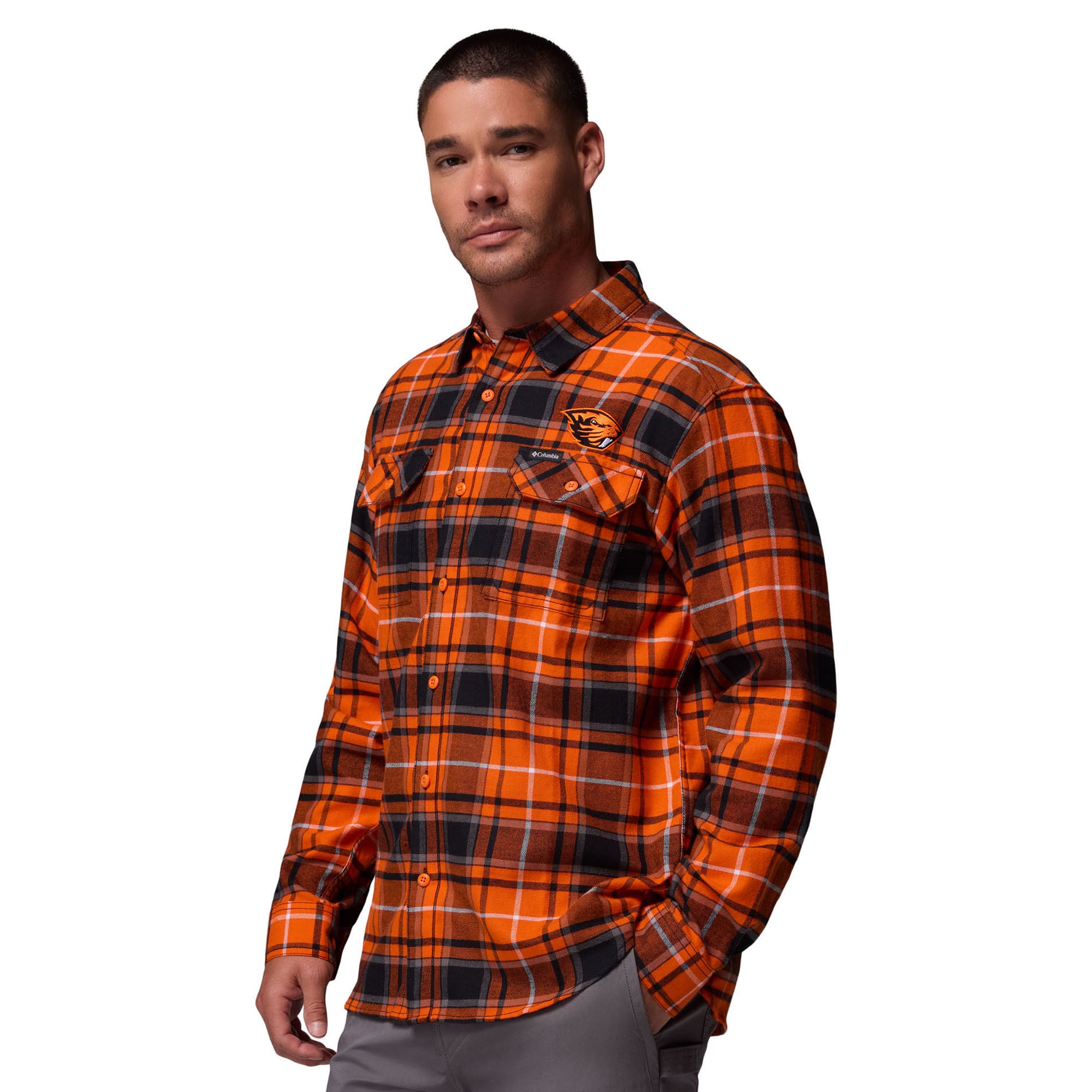 Chemise boutonnée à manches longues en flanelle Omni-Wick orange Oregon State Beavers pour homme