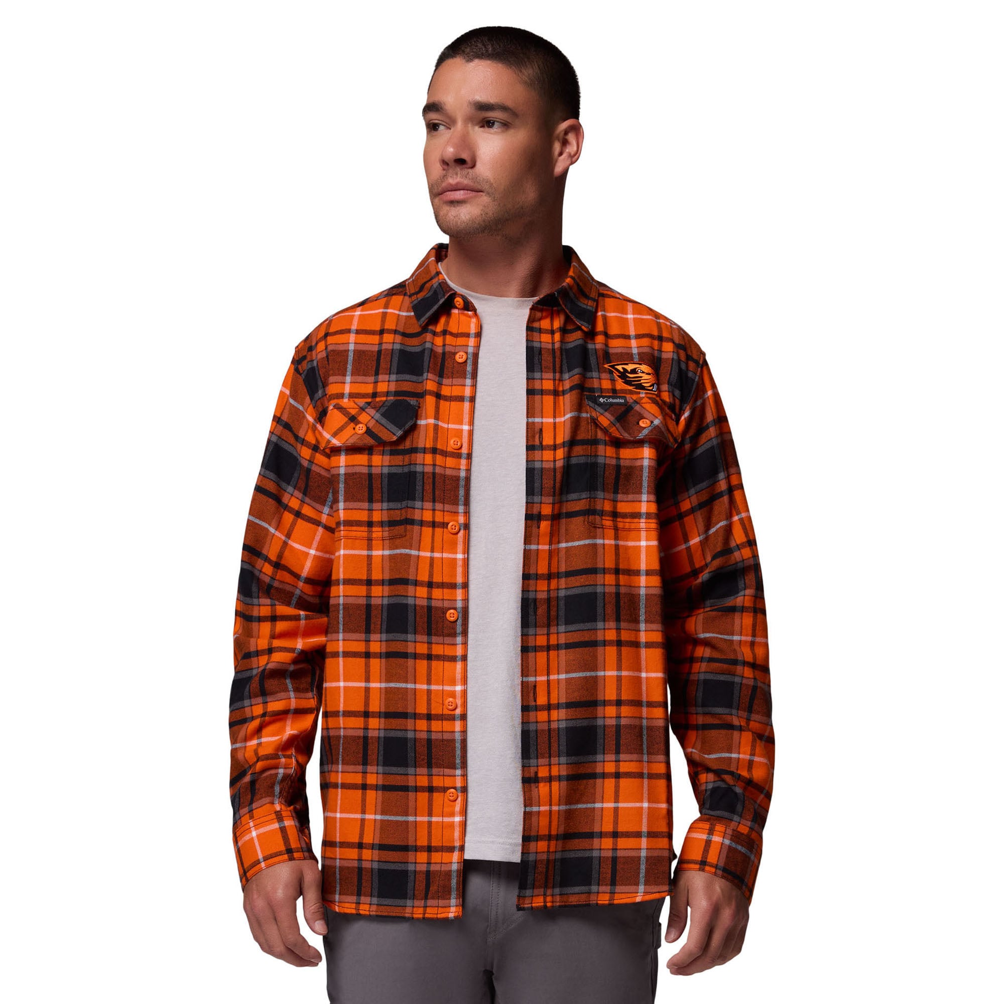 Chemise boutonnée à manches longues en flanelle Omni-Wick orange Oregon State Beavers pour homme