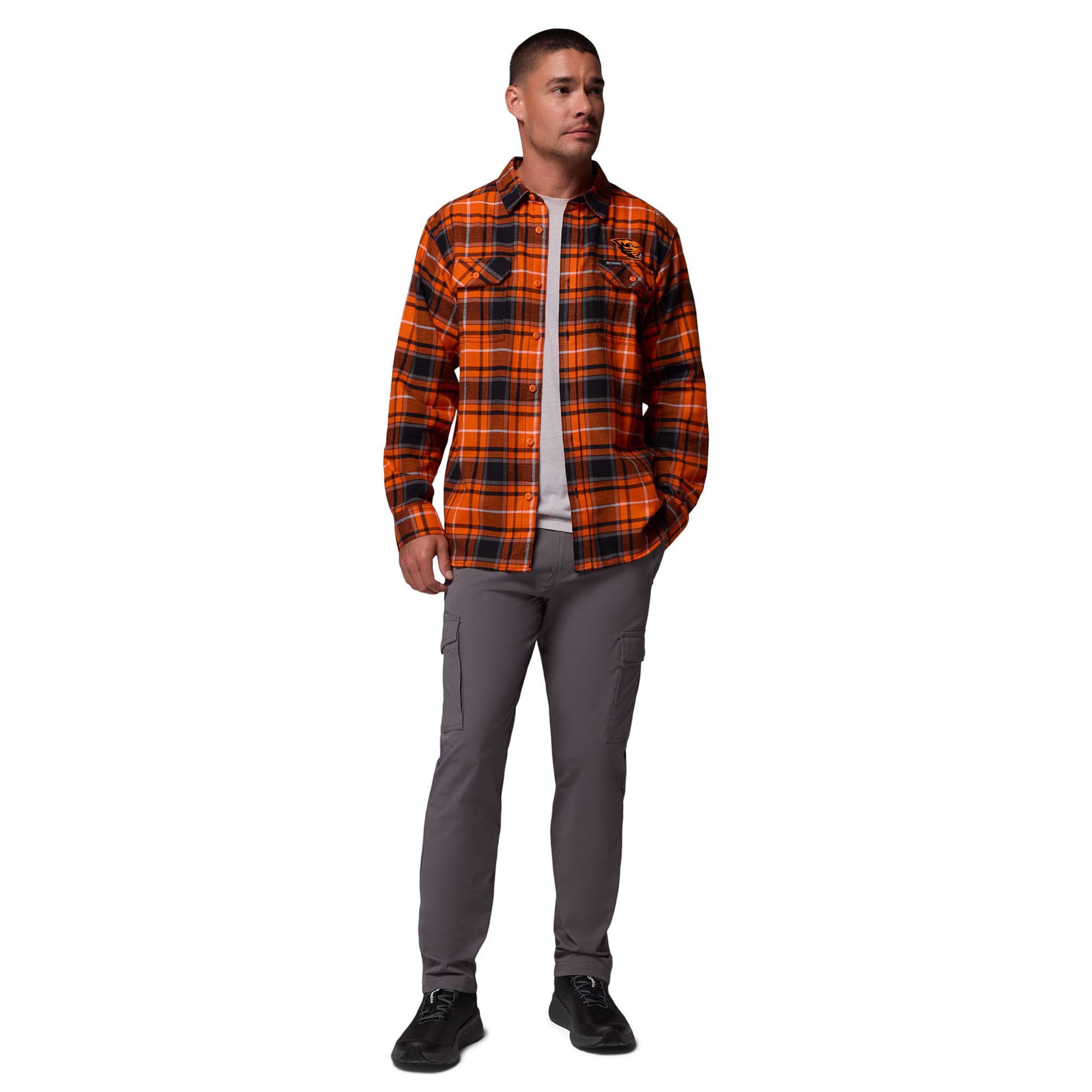 Chemise boutonnée à manches longues en flanelle Omni-Wick orange Oregon State Beavers pour homme