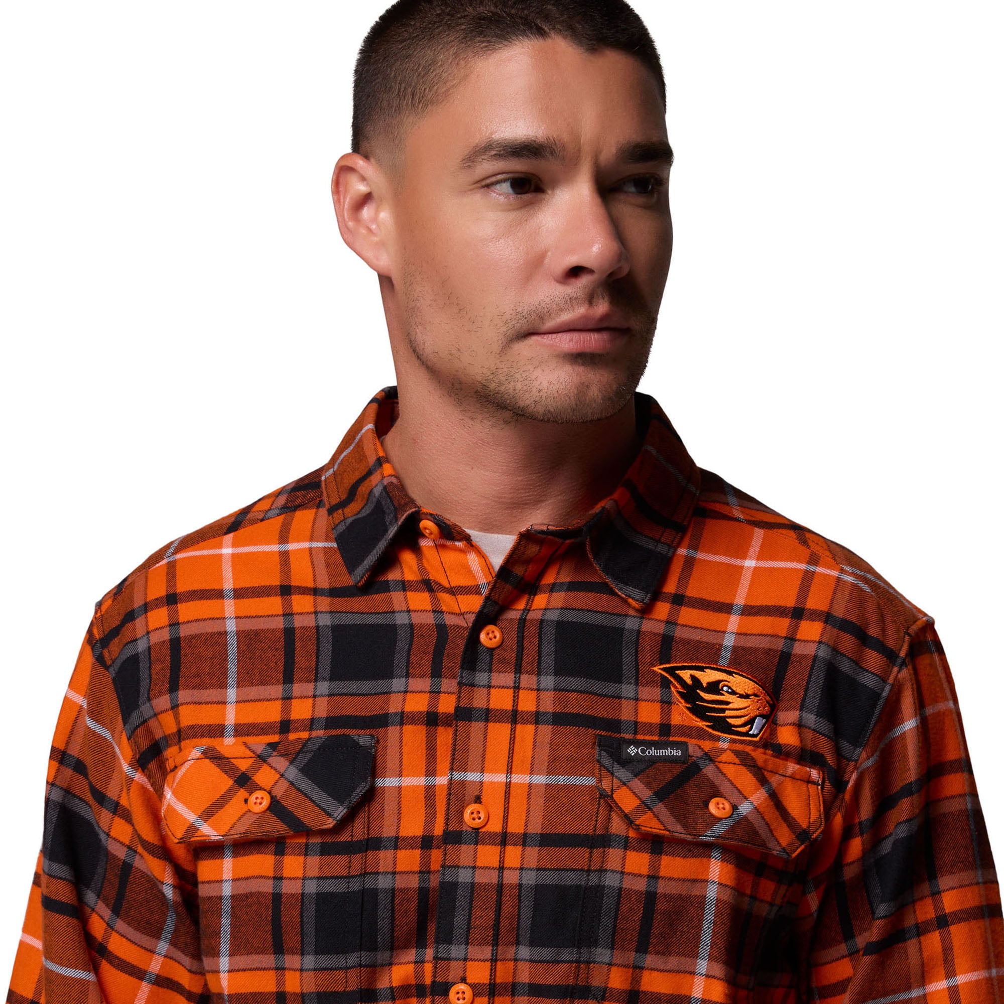 Chemise boutonnée à manches longues en flanelle Omni-Wick orange Oregon State Beavers pour homme
