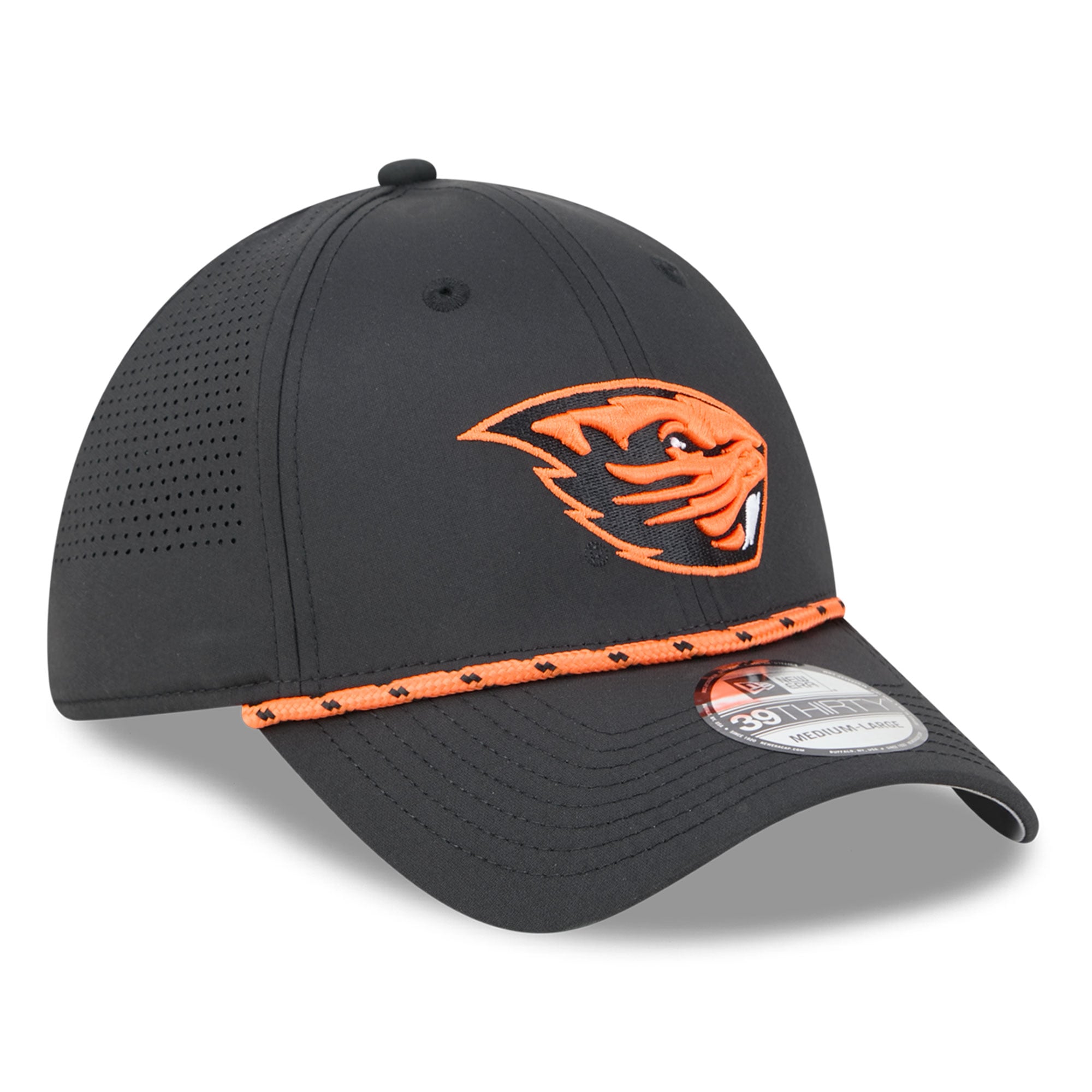 Casquette extensible New Era noire pour homme, modèle 39THIRTY, motif Oregon State Beavers.