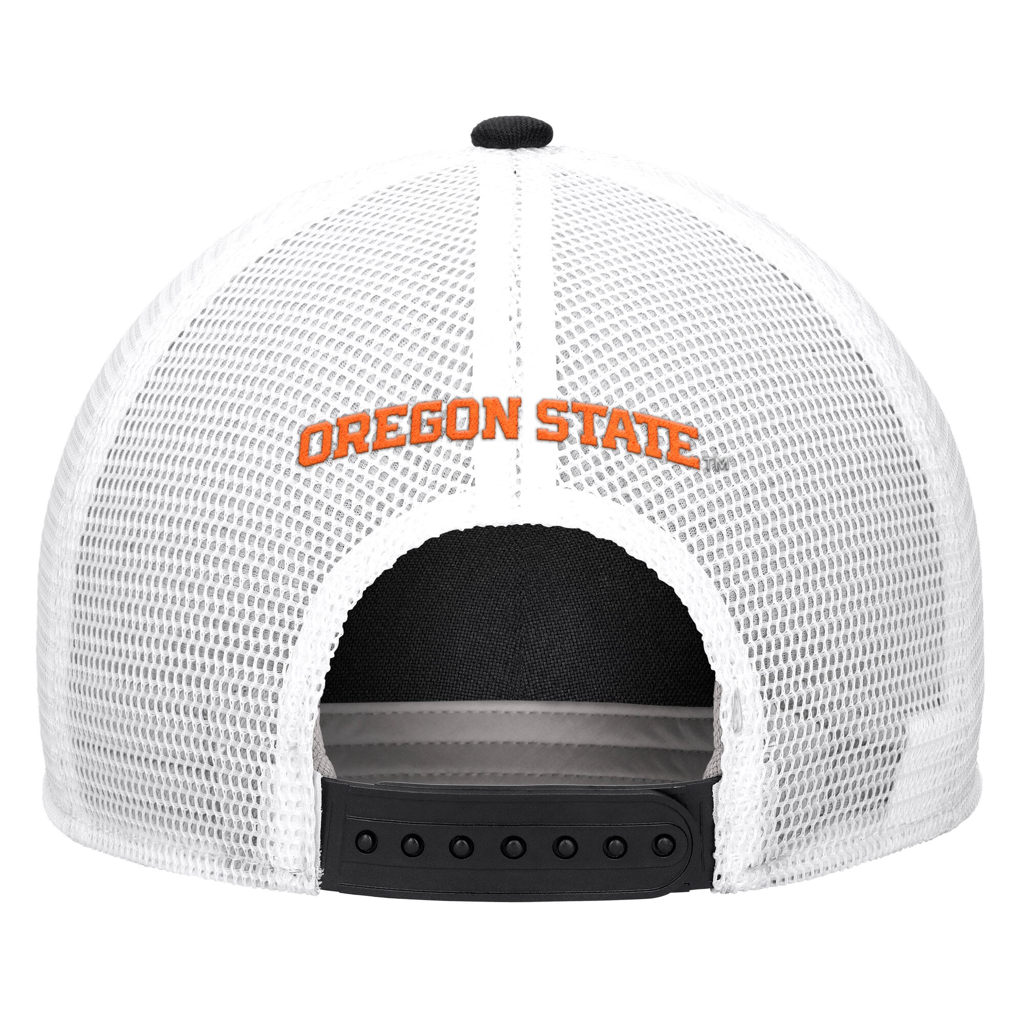 Casquette trucker ajustable Nike noire pour homme, modèle Oregon State Beavers 2026, avec corde de sécurité.