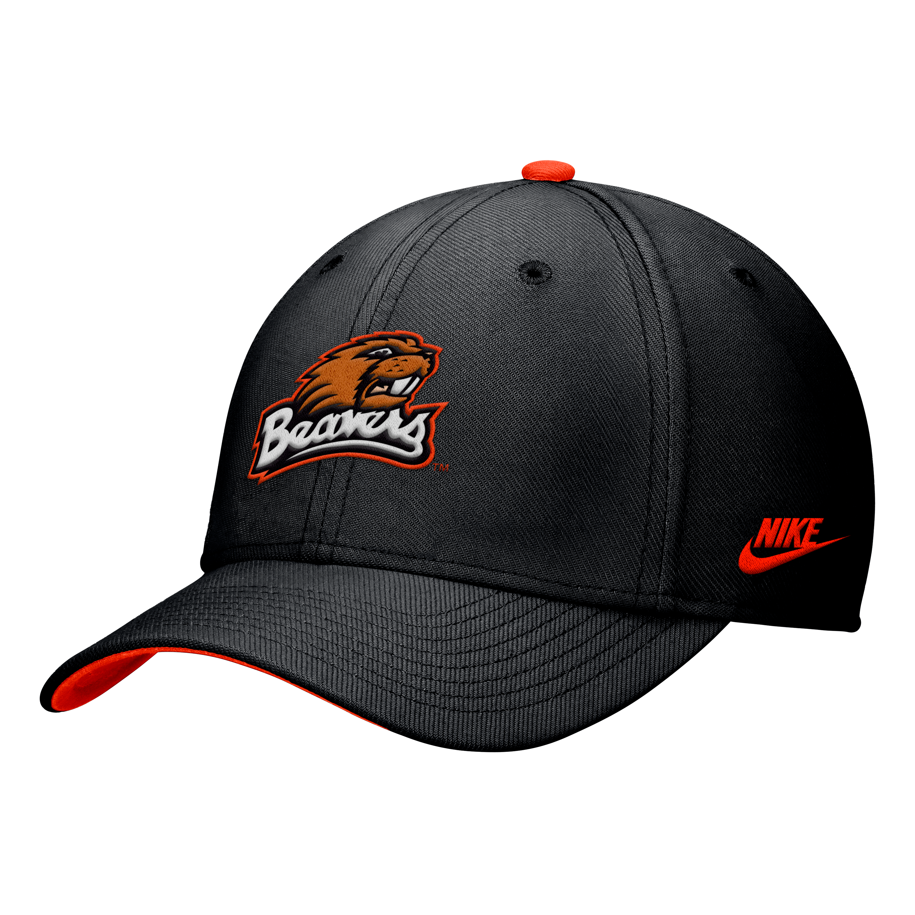 Casquette Nike Rise SwooshFlex Dri-FIT noire pour homme, édition spéciale 20e anniversaire des Oregon State Beavers, champions College World Series