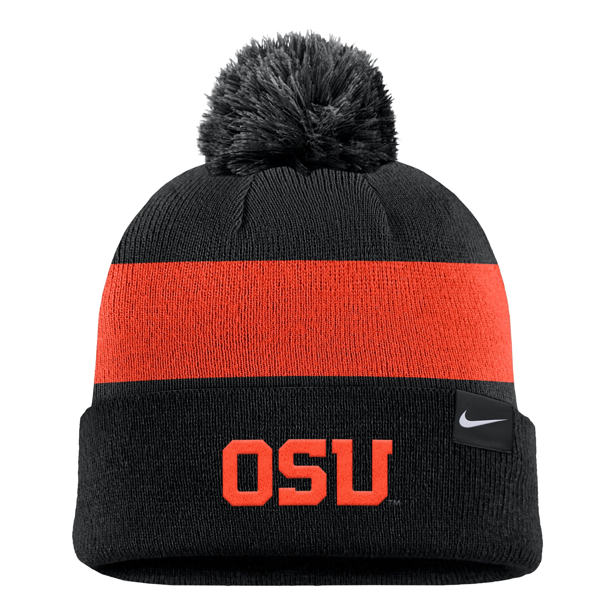 Bonnet à rayures et logo Nike Oregon State Beavers Primetime pour homme, noir, avec pompon