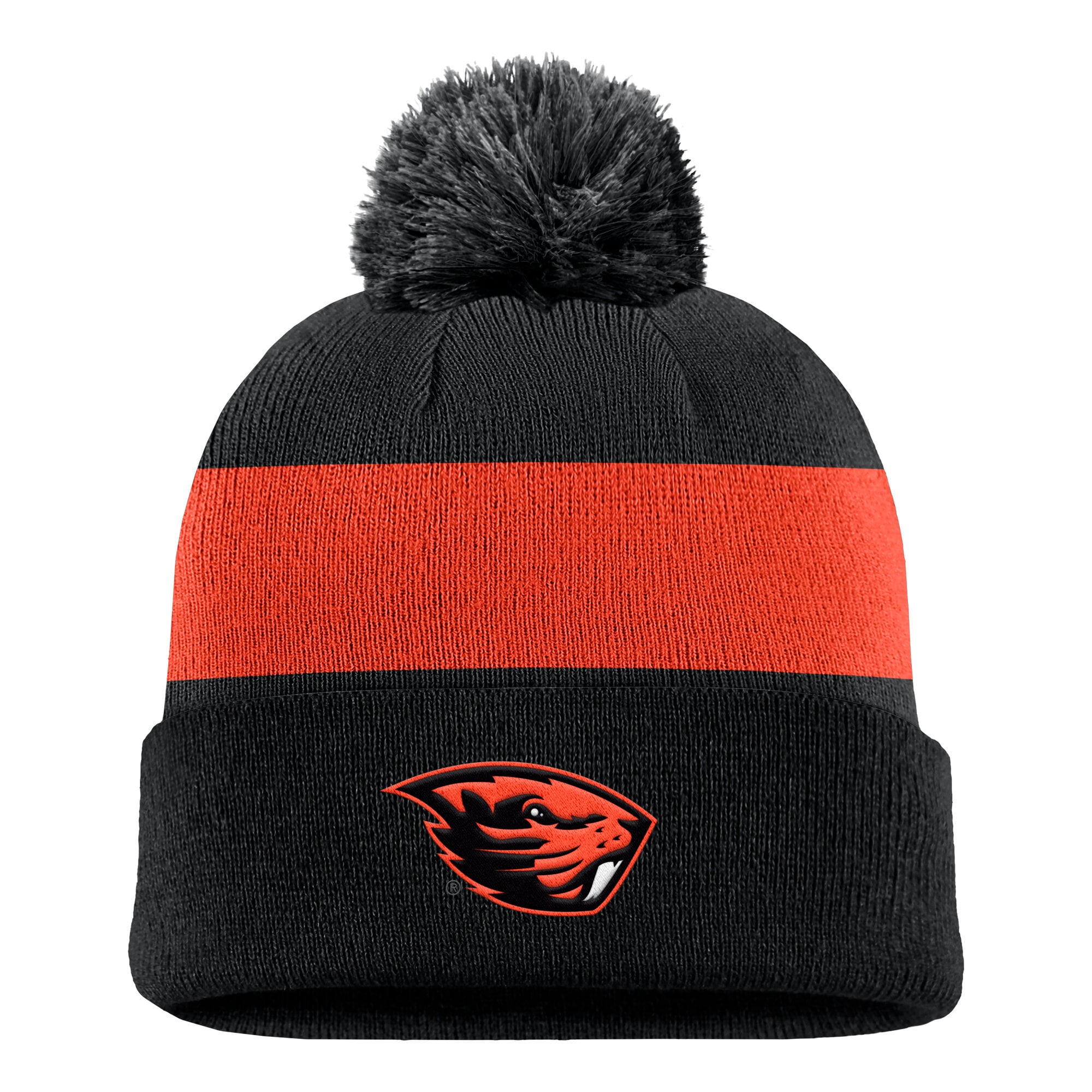 Bonnet à rayures et logo Nike Oregon State Beavers Primetime pour homme, noir, avec pompon