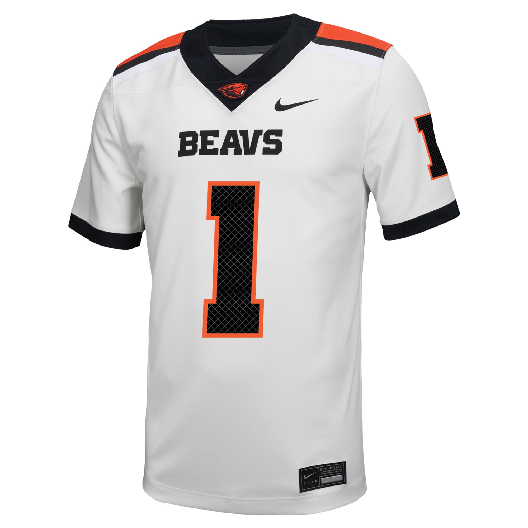 Men's Nike #1 White Oregon State Beavers Road Replica Football Jersey