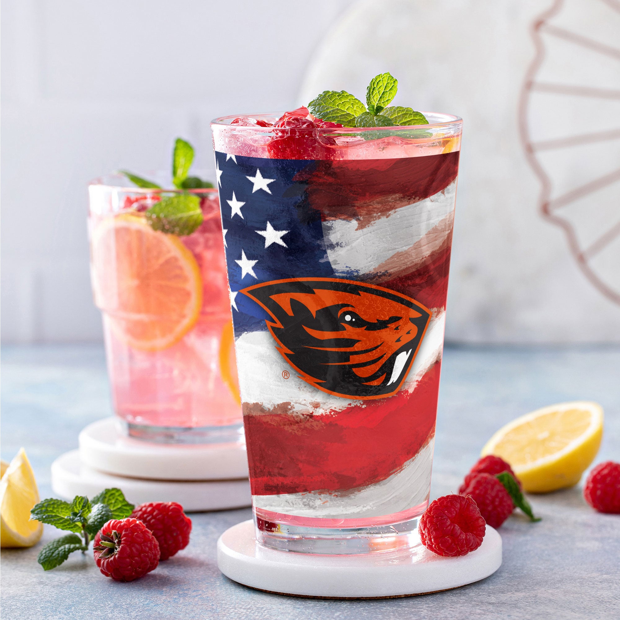 Ensemble de deux verres à bière Americana de 473 ml (16 oz) aux couleurs des Oregon State Beavers