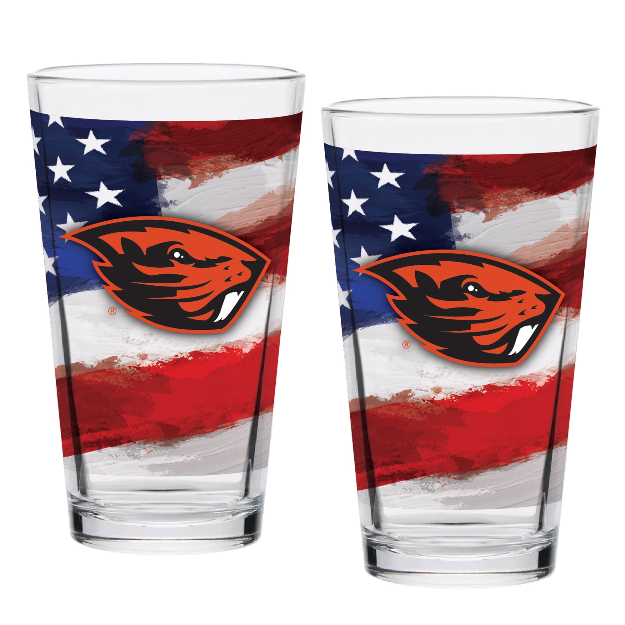 Ensemble de deux verres à bière Americana de 473 ml (16 oz) aux couleurs des Oregon State Beavers