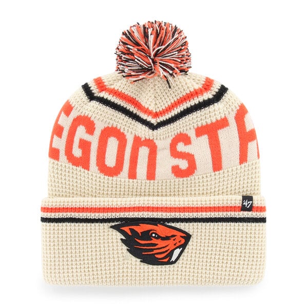 Bonnet unisexe '47 Cream Oregon State Beavers en maille gaufrée à revers avec pompon