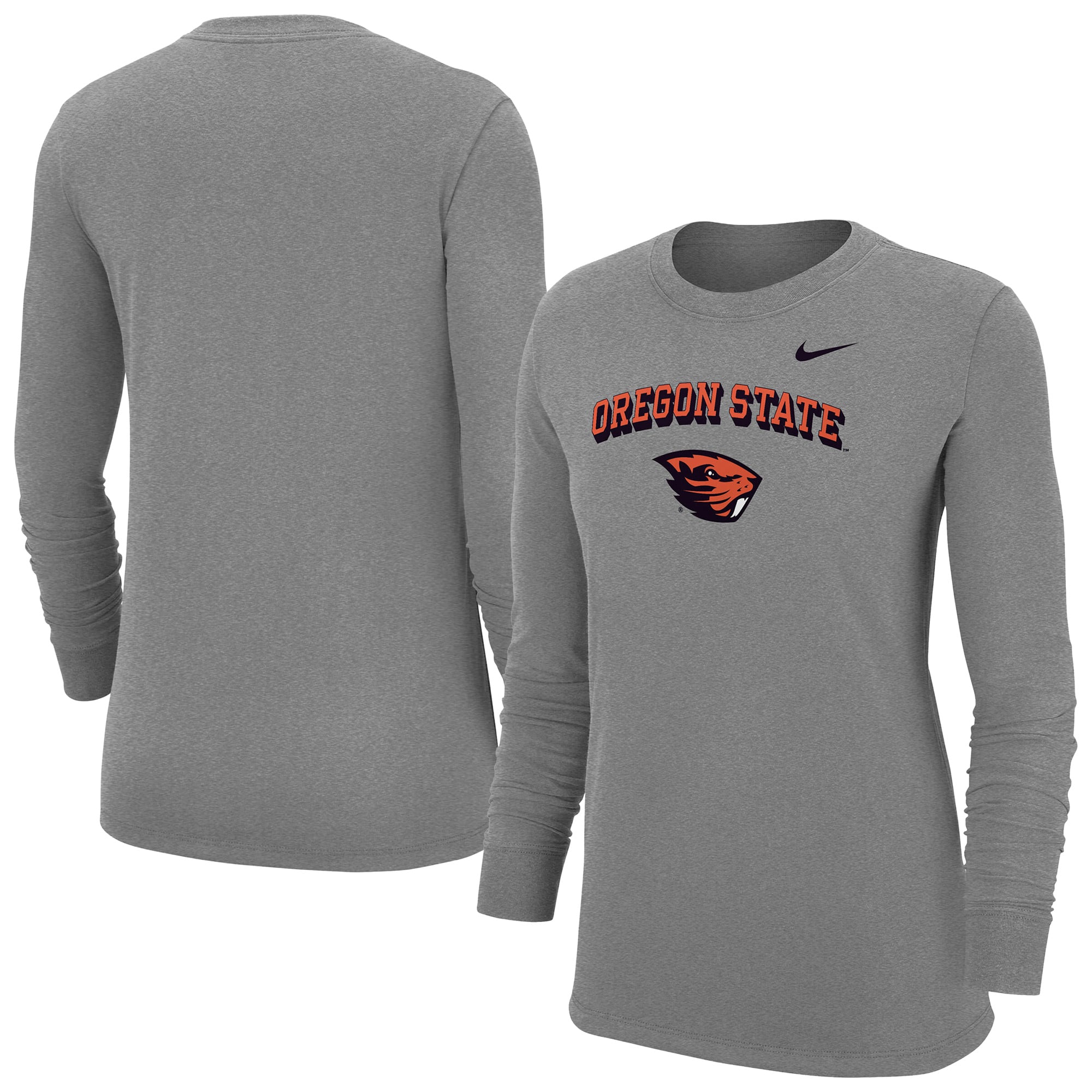 T-shirt à manches longues Nike Heather Gray Oregon State Beavers Core pour femmes