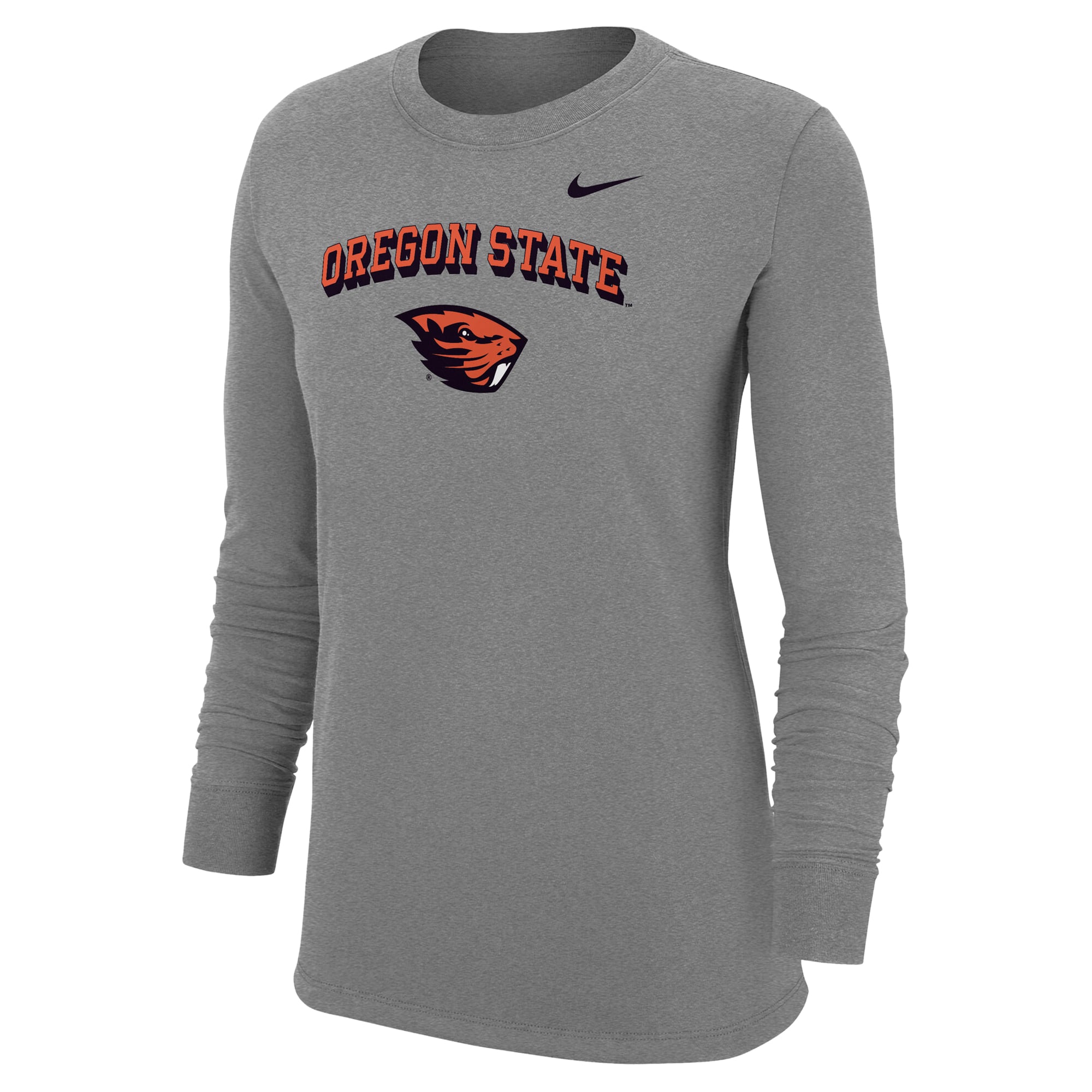 T-shirt à manches longues Nike Heather Gray Oregon State Beavers Core pour femmes
