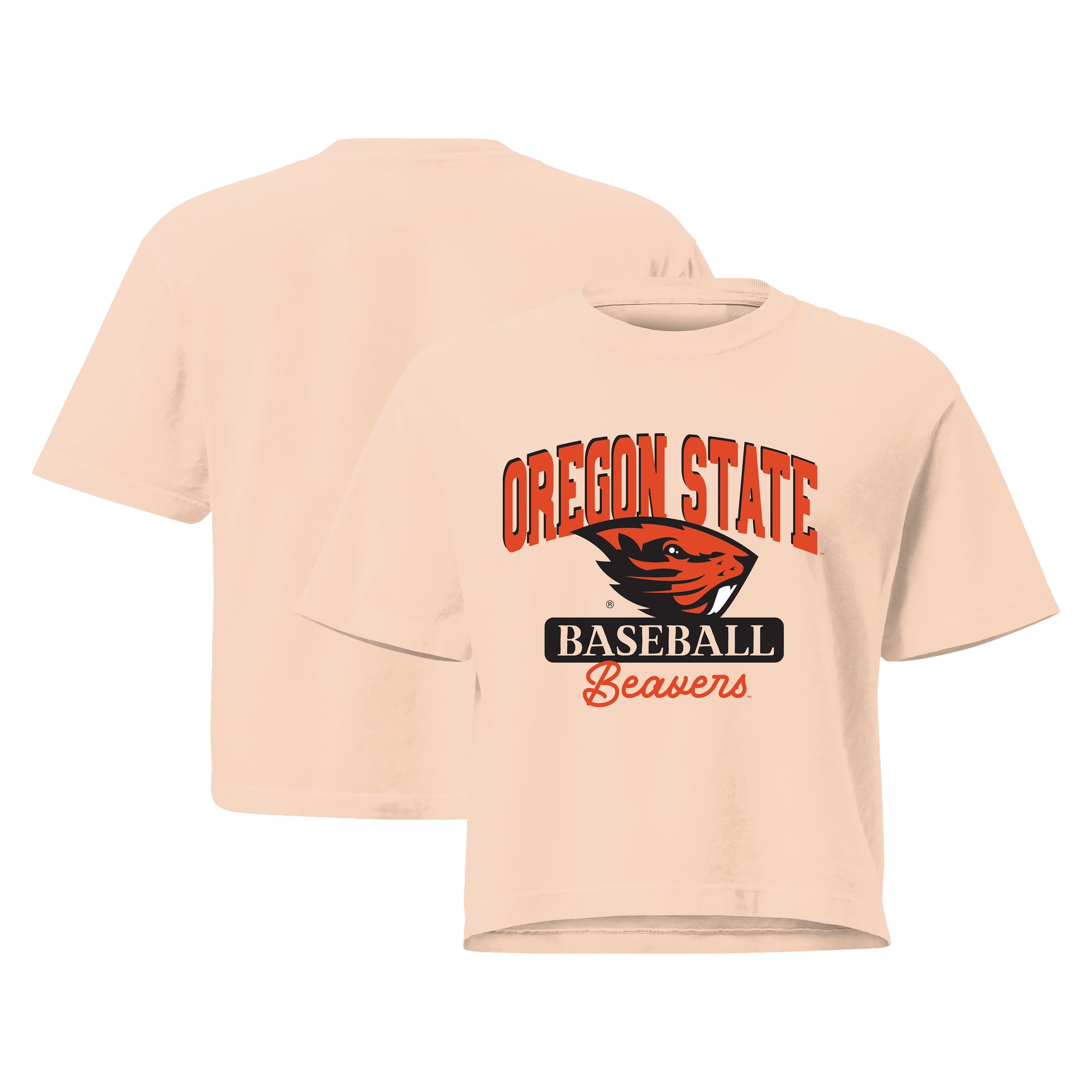 T-shirt court orange pour femme, mascotte de baseball des Oregon State Beavers, couleurs confortables
