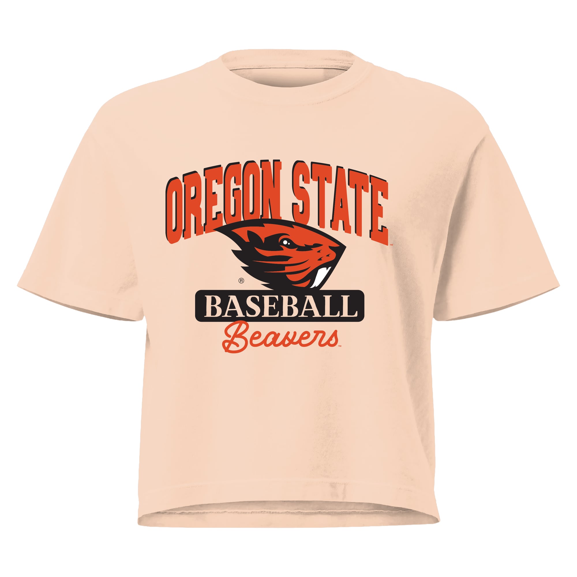 T-shirt court orange pour femme, mascotte de baseball des Oregon State Beavers, couleurs confortables