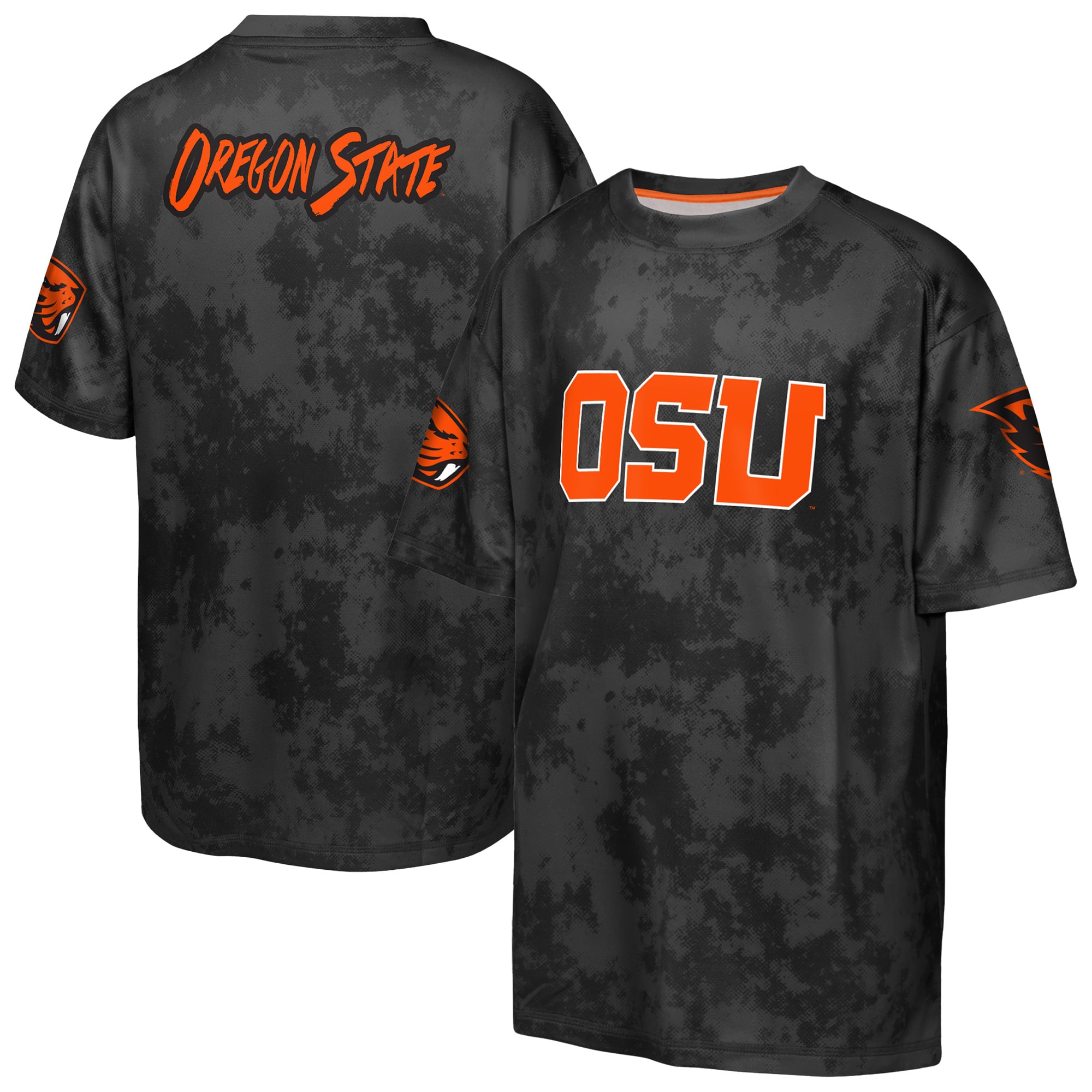 T-shirt sublimé Outerstuff noir pour jeunes, motif « Off-Side Beavers », les Oregon State Beavers.