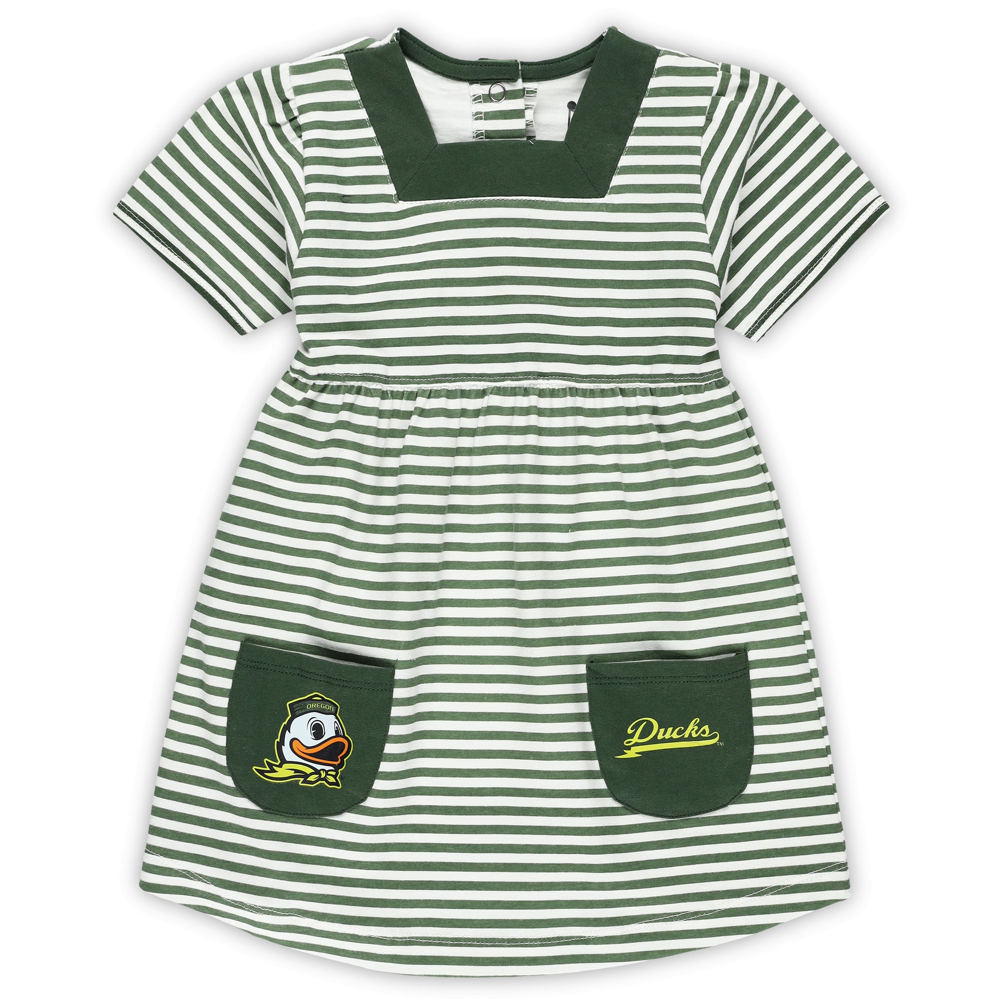 Robe rayée Little King Green Oregon à col carré pour petite fille