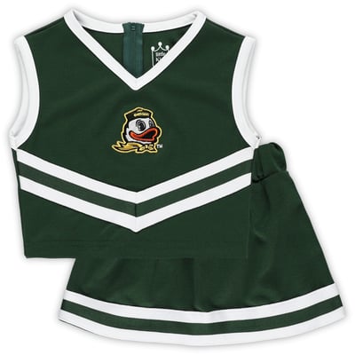 Oregon Little King Girls Toddler Two-Piece Cheer V-Neck Top & Skirt Set - Green