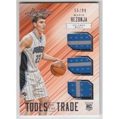 2015-16 Absolute Memorabilia Tools of the Trade Rookie Materials Trio #5 Mario Hezonja