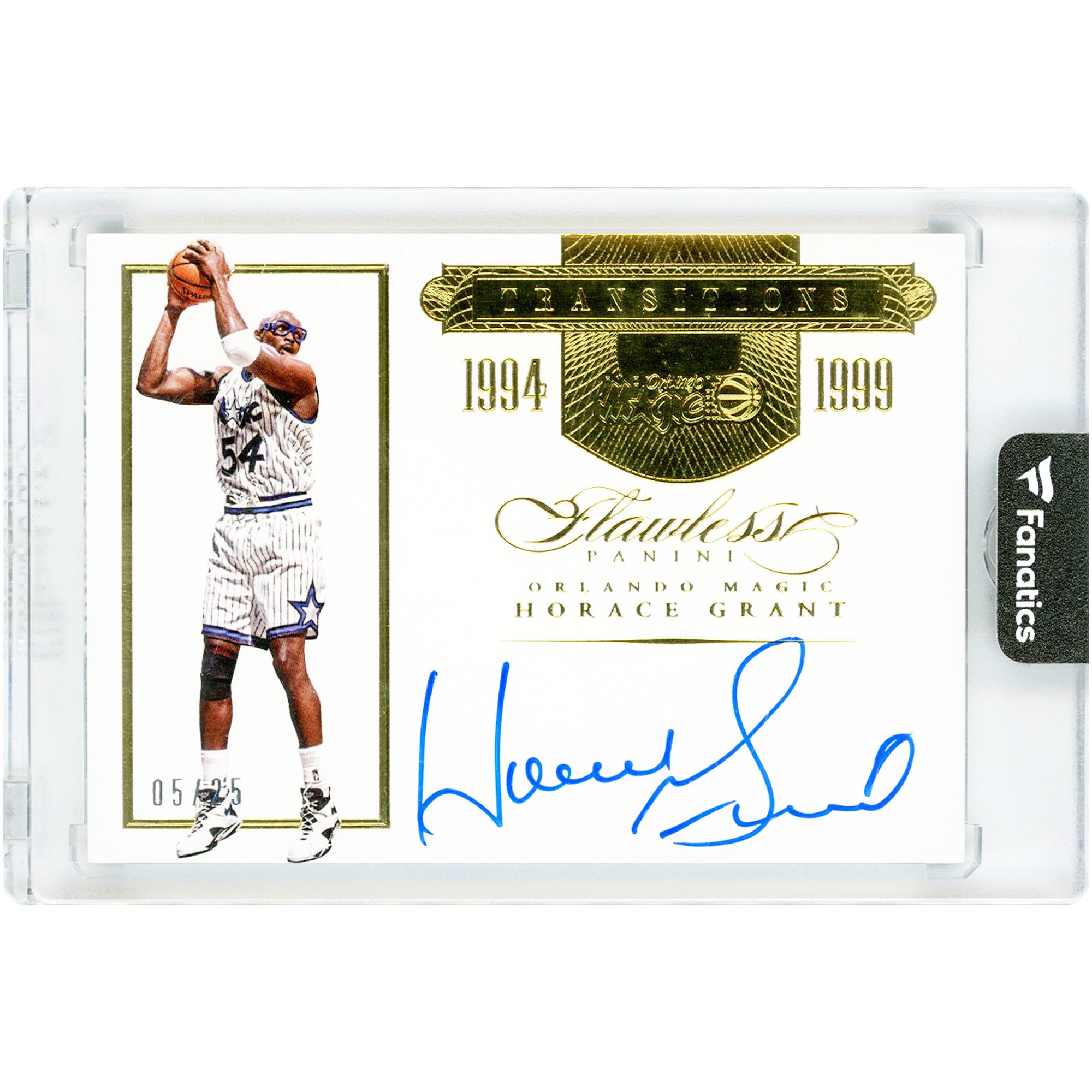 Carte autographiée Horace Grant Orlando Magic 2015-16 Panini Flawless Transitions Gold #TR-HG2 #5/25