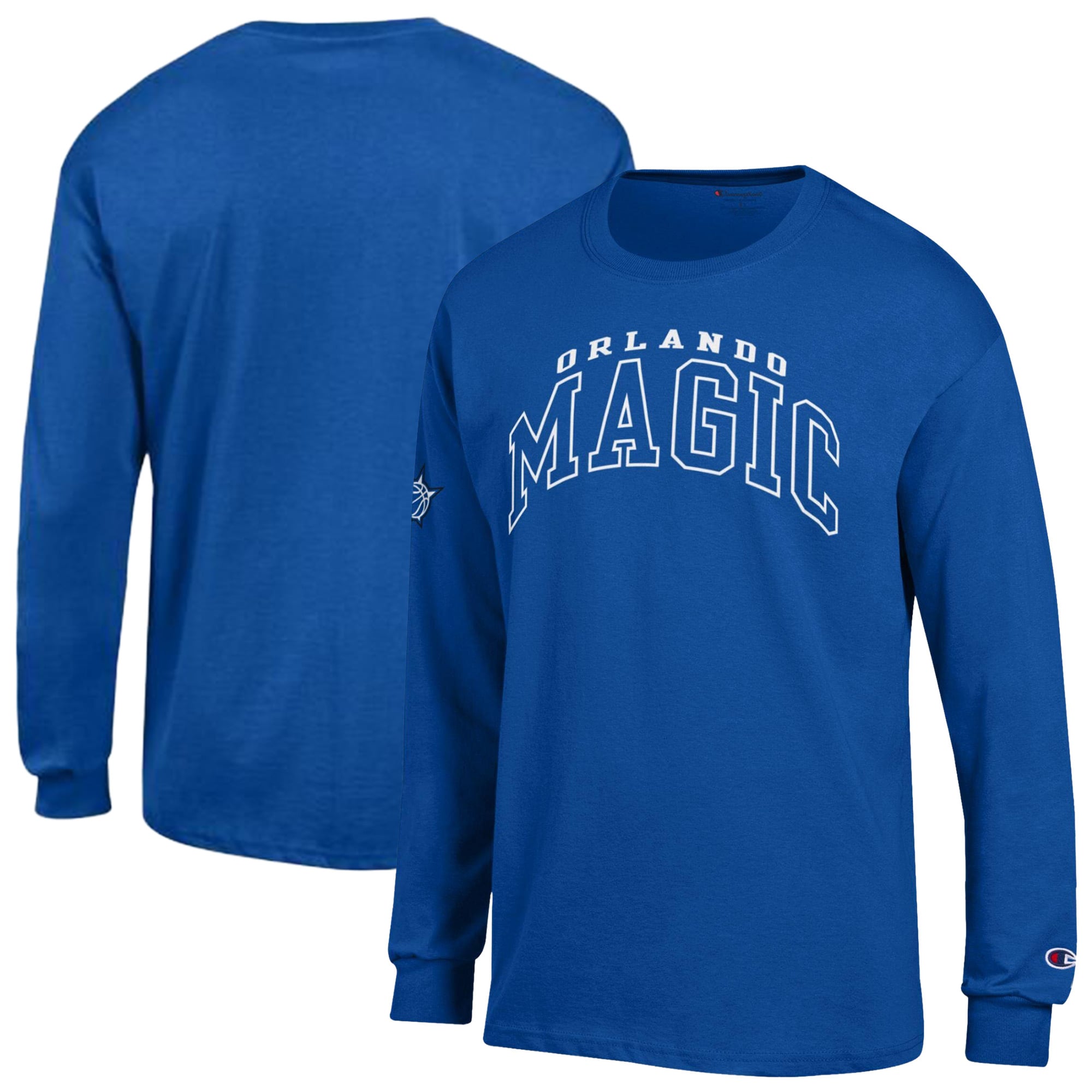 Men's Champion  Blue Orlando Magic Jersey Long Sleeve T-Shirt