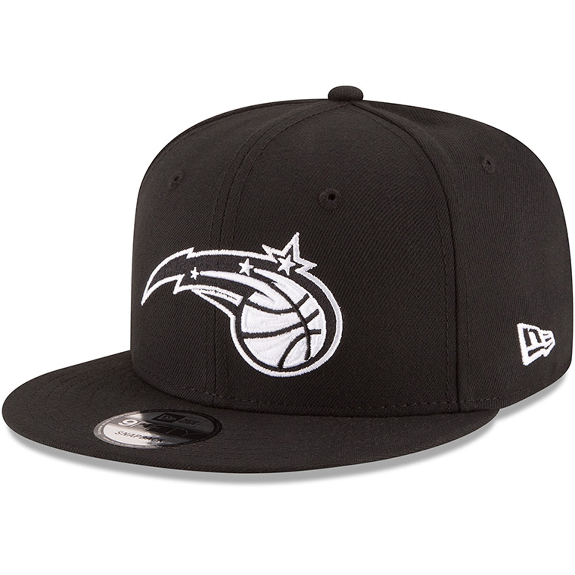Men's Orlando Magic New Era Black Black & White Logo 9FIFTY Adjustable Snapback Hat