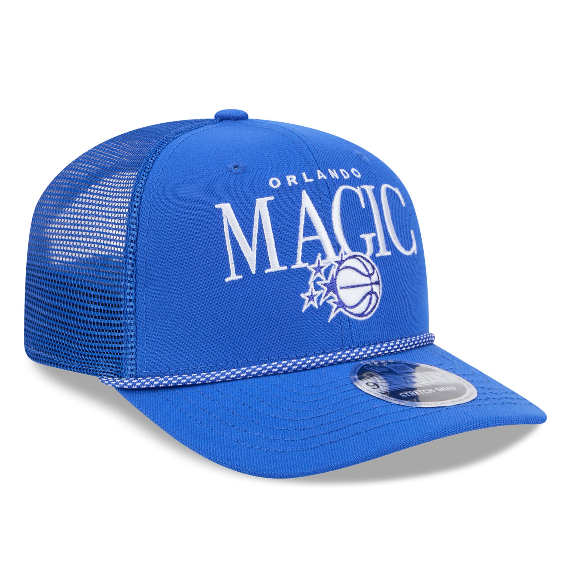 Casquette trucker ajustable New Era bleue Orlando Magic 9SEVENTY pour homme