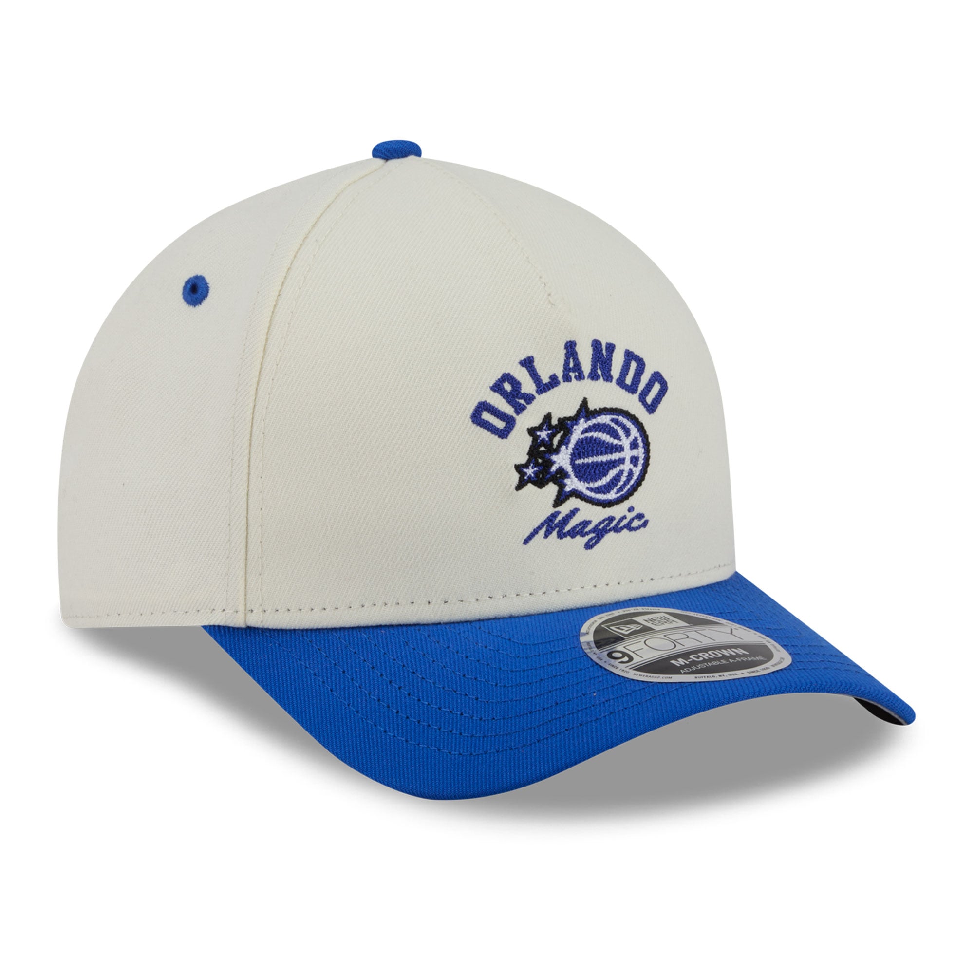 Casquette ajustable New Era blanche et bleue Orlando Magic Arch 9FORTY A-Frame M-Crown pour homme