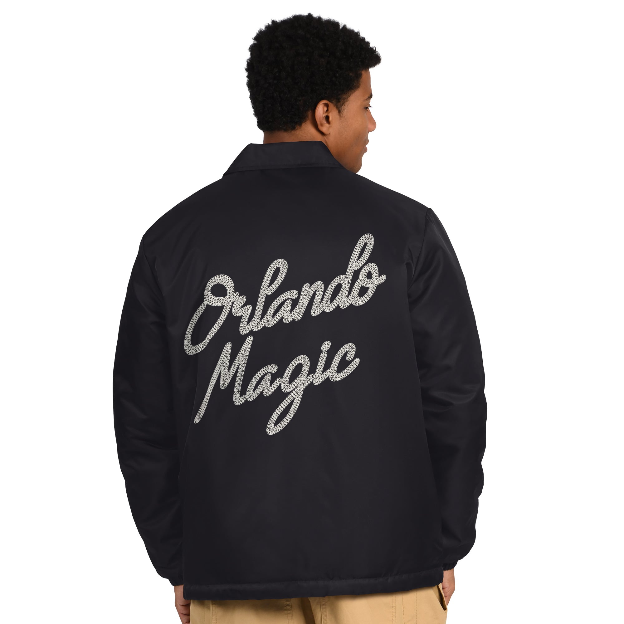 Veste d'entraîneur Starter noire Orlando Magic pour homme, fermeture à boutons-pression.