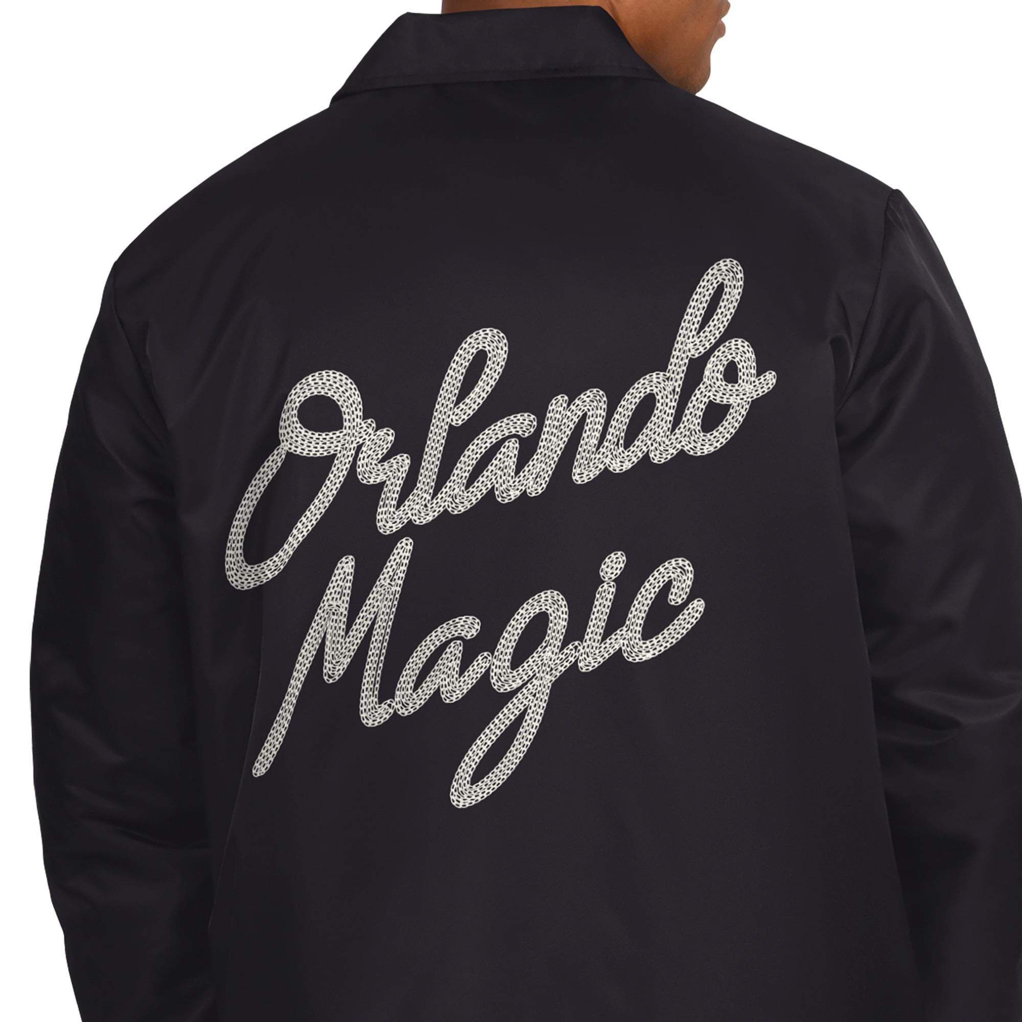 Veste d'entraîneur Starter noire Orlando Magic pour homme, fermeture à boutons-pression.