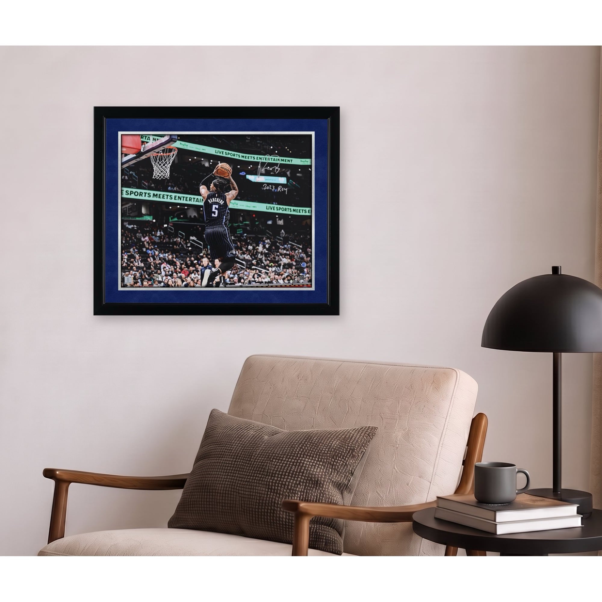 Photo dédicacée de Paolo Banchero (Orlando Magic) - Dunk contre les Wizards (40,6 x 50,8 cm) avec inscription « Recrue de l'année 2023 ».