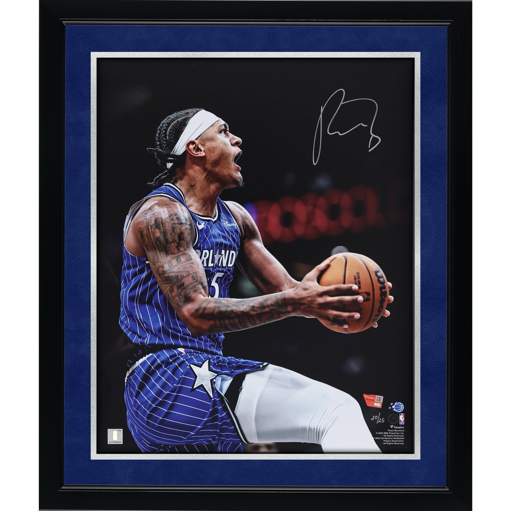 Photo dédicacée de Paolo Banchero (Orlando Magic) - 40,6 x 50,8 cm (édition limitée à 25 exemplaires)
