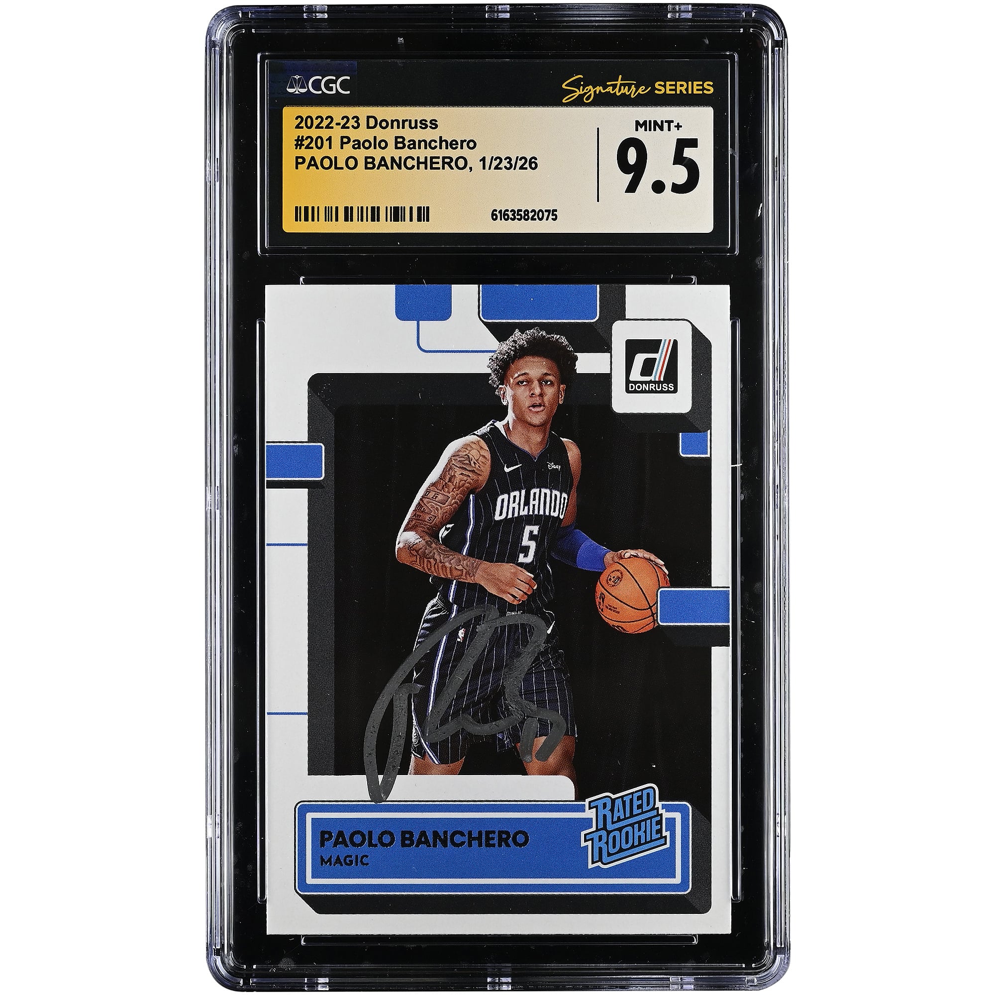 Paolo Banchero Orlando Magic Autographed 2022-23 Donruss #201 CGC Authenticated MINT+ 9.5 Rookie Card
