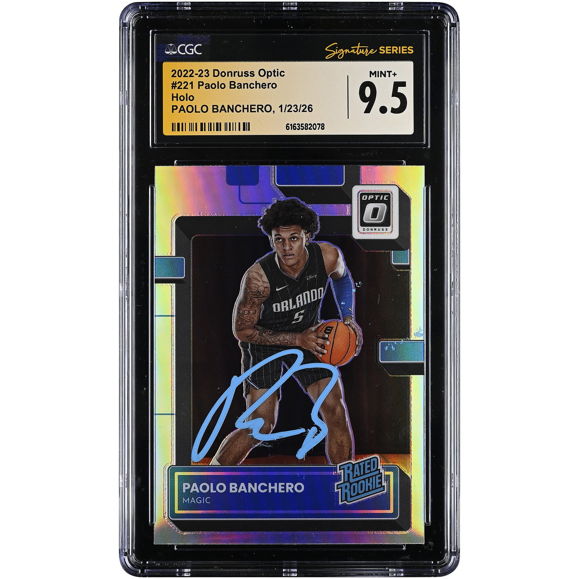 Paolo Banchero Orlando Magic Autographed 2022-23 Donruss Optic Holo #221 CGC Authenticated MINT+ 9.5 Rookie Card