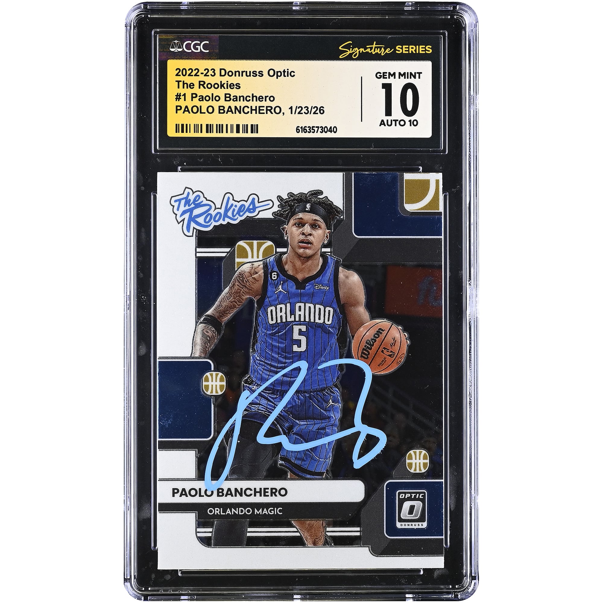 Paolo Banchero Orlando Magic Autographed 2022-23 Donruss Optic The Rookies #1 CGC Authenticated 10/10 Rookie Card
