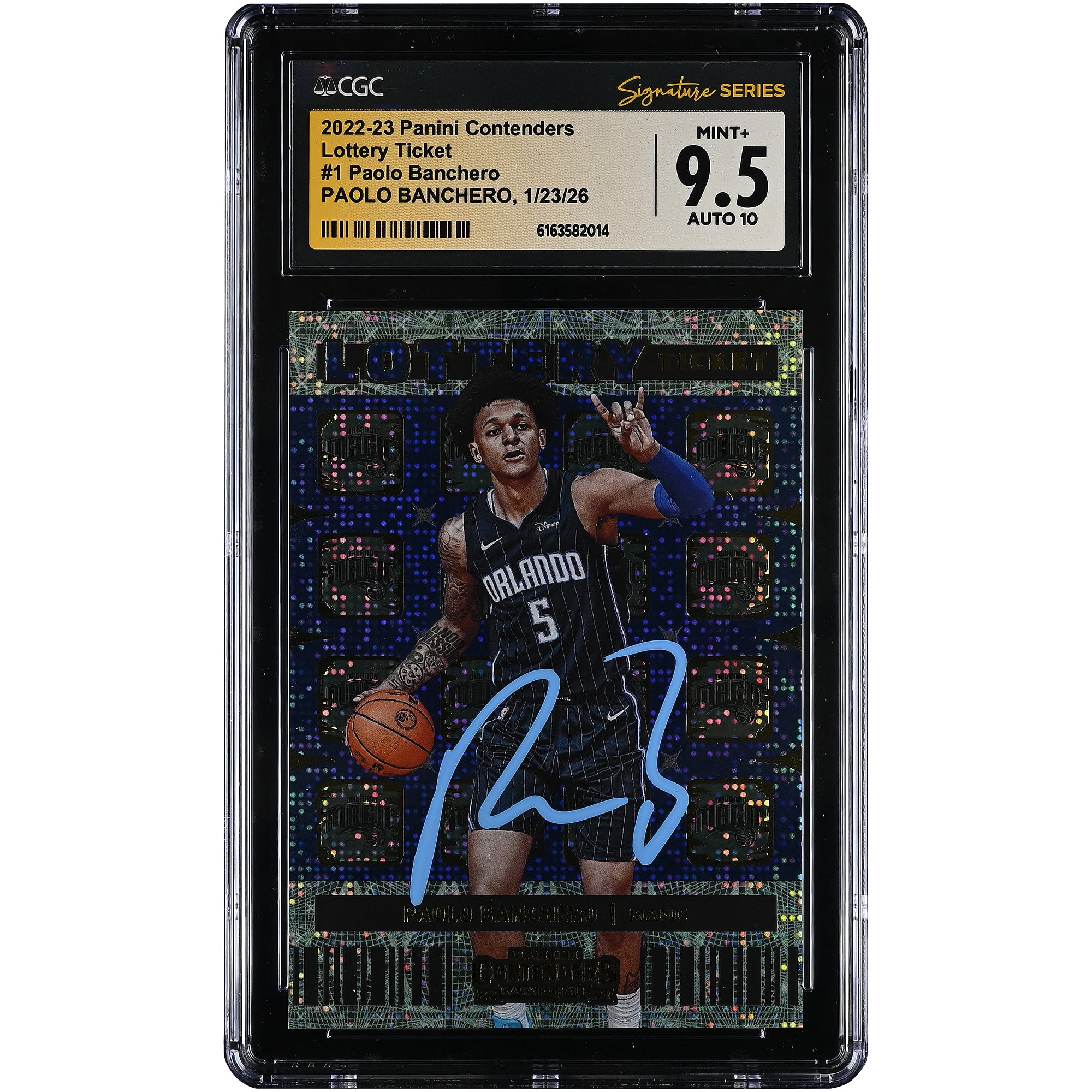 Paolo Banchero Orlando Magic Autographed 2022-23 Panini Contenders Lottery Ticket #1 CGC Authenticated 9.5/10 Rookie Card