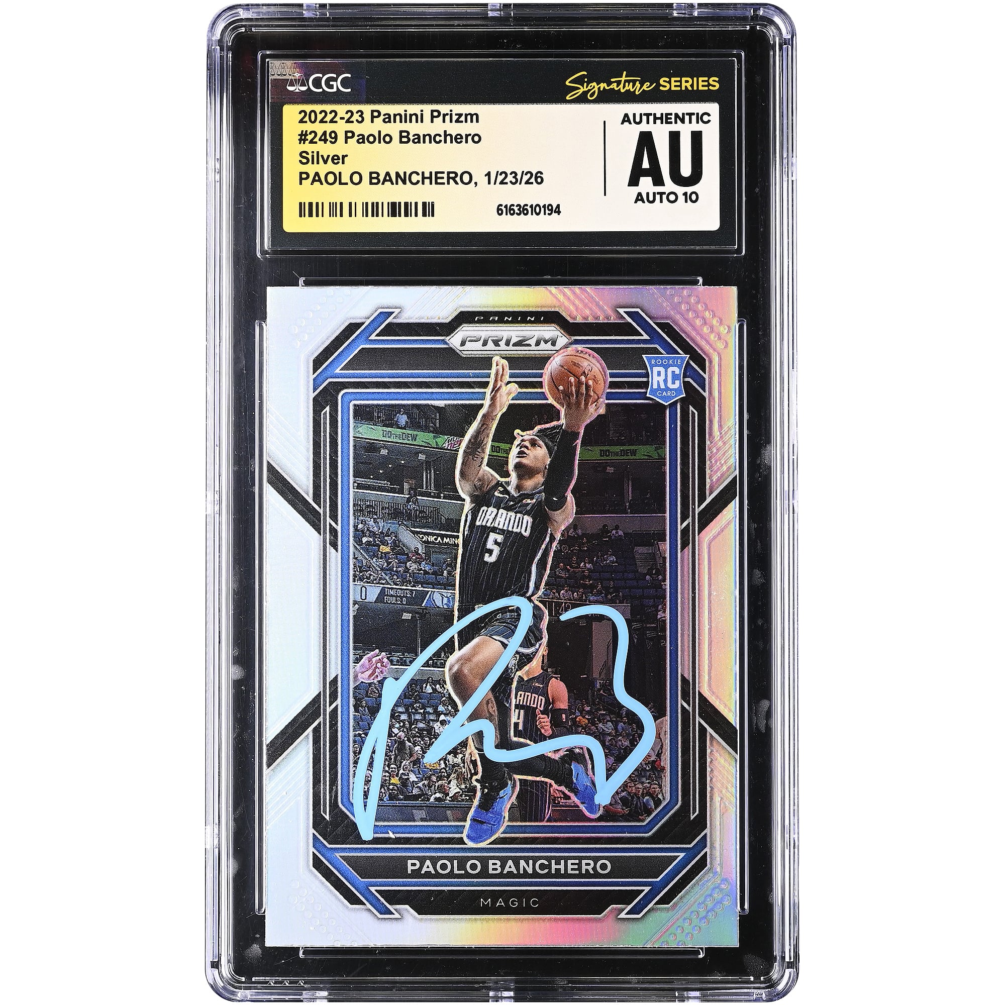Paolo Banchero Orlando Magic Autographed 2022-23 Panini Prizm Silver #249 CGC Authenticated Auto 10 Rookie Card