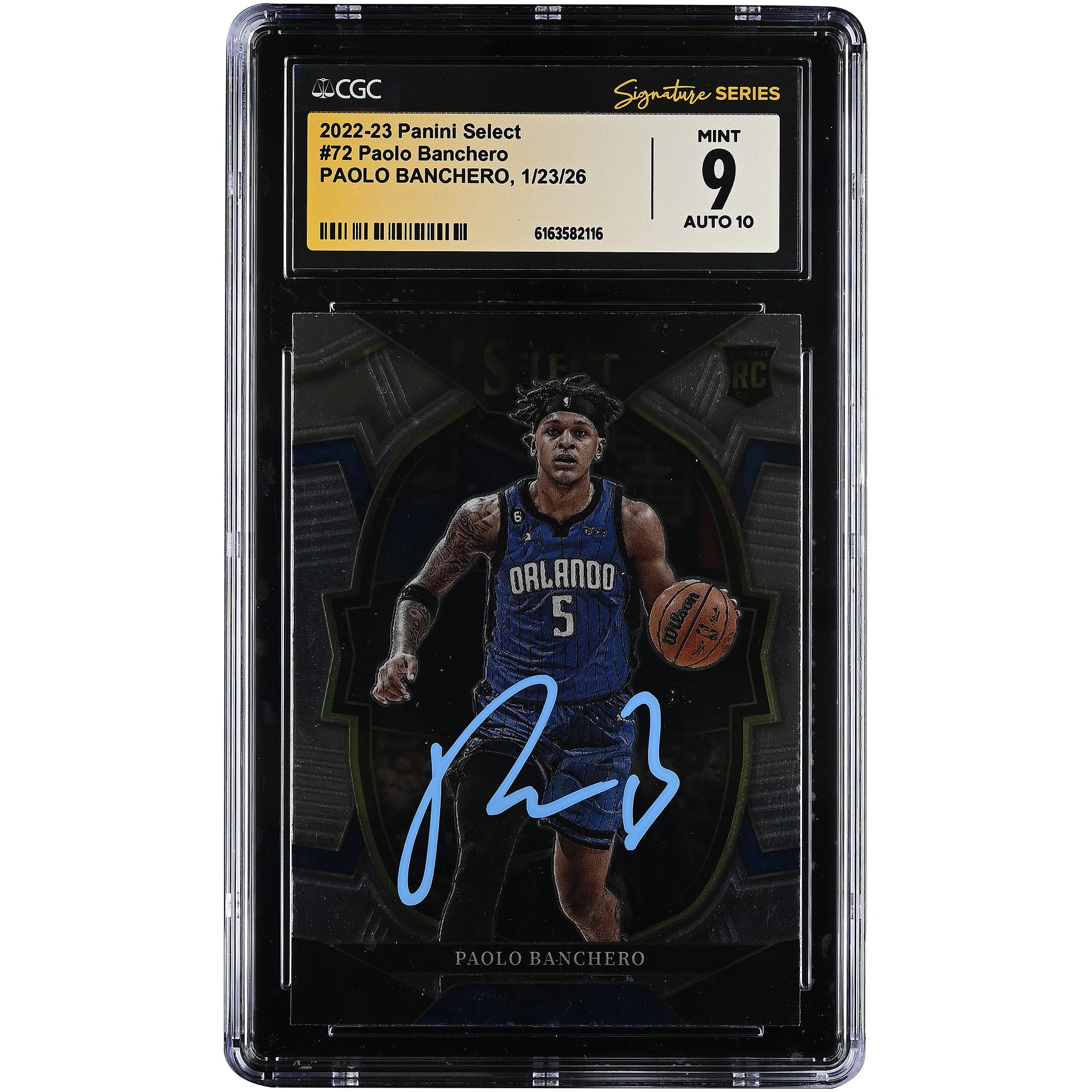 Paolo Banchero Orlando Magic Autographed 2022-23 Panini Select #72 CGC Authenticated 9/10 Rookie Card