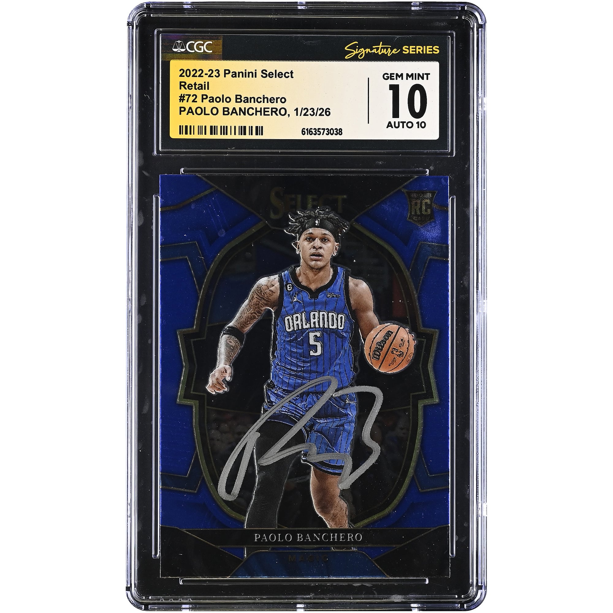 Paolo Banchero Orlando Magic Autographed 2022-23 Panini Select Retail #72 CGC Authenticated 10/10 Rookie Card