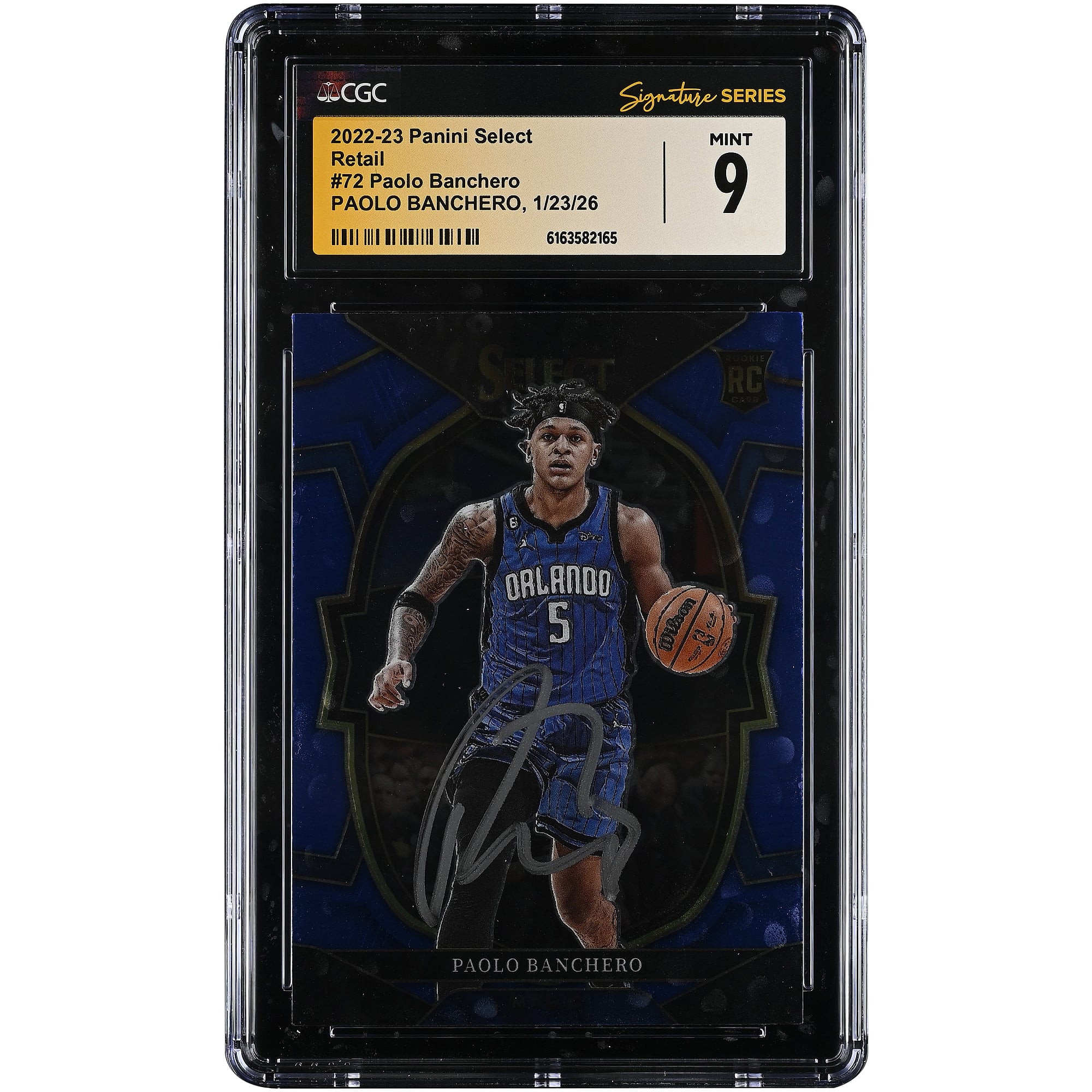 Paolo Banchero Orlando Magic Autographed 2022-23 Panini Select Retail #72 CGC Authenticated Mint 9 Rookie Card