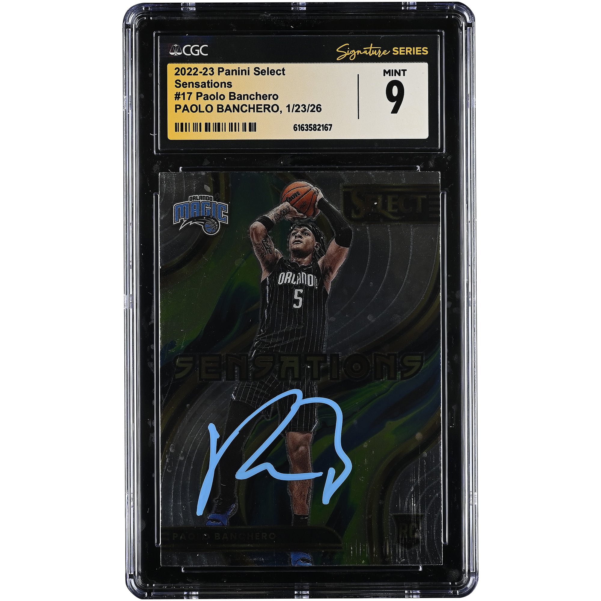 Paolo Banchero Orlando Magic Autographed 2022-23 Panini Select Sensations #17 CGC Authenticated Mint 9 Rookie Card
