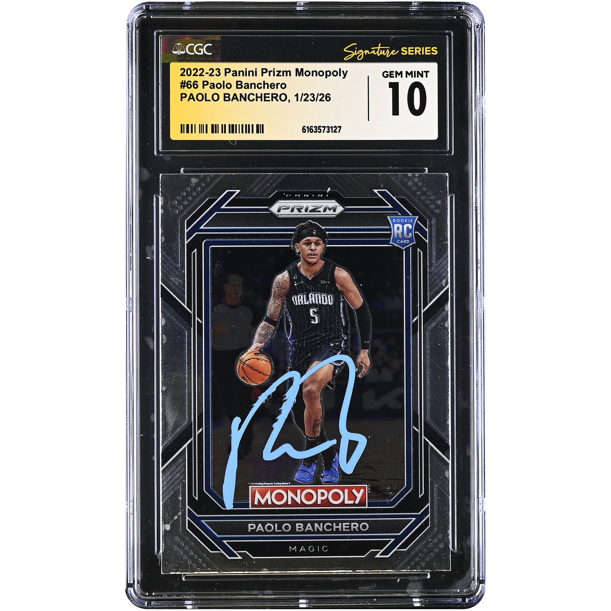 Paolo Banchero Orlando Magic Autographed 2022-23 Prizm Monopoly #66 CGC Authenticated GEM MINT 10 Rookie Card