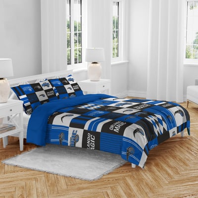 Orlando Magic Pegasus Patchwork Plaid Three-Piece Full/Queen Bed in a Bag Set
