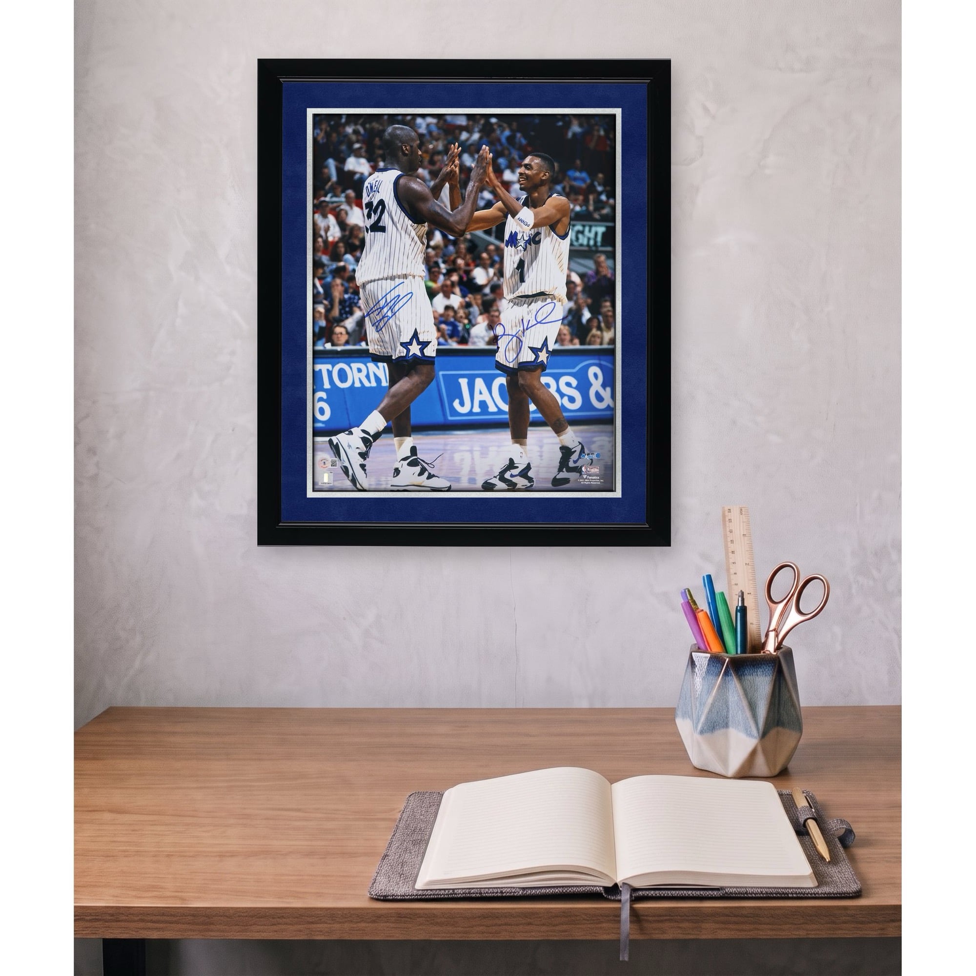 Photo commémorative autographiée de Shaquille O'Neal et Penny Hardaway (Orlando Magic), 40 x 50 cm.