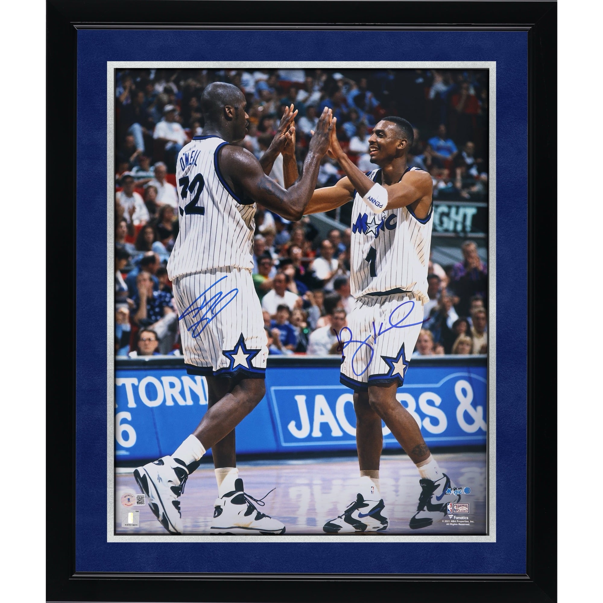 Photo commémorative autographiée de Shaquille O'Neal et Penny Hardaway (Orlando Magic), 40 x 50 cm.