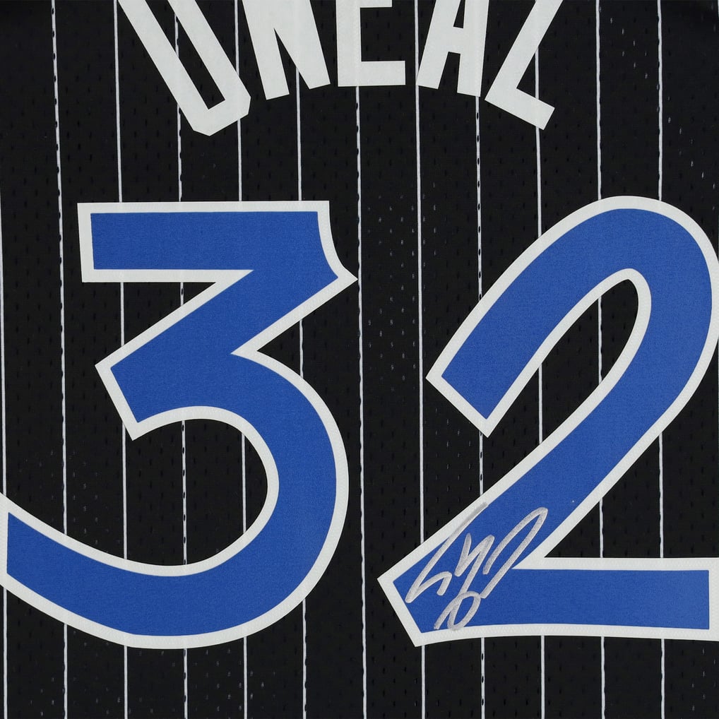 Shaquille O'Neal Orlando Black Pinstripe Basketball Jersey - Men's XL With Facsimile Laser Auto